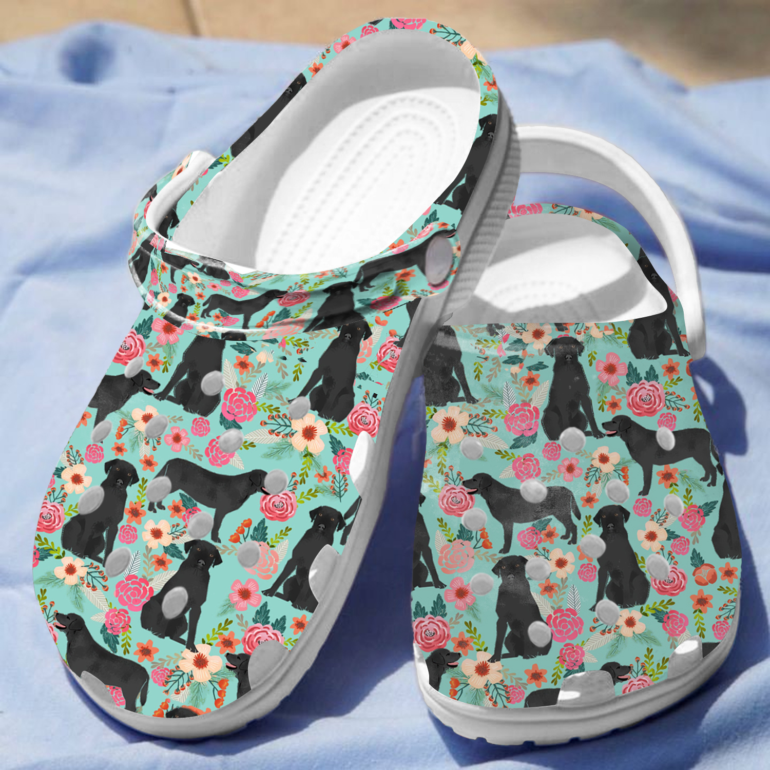Floral Labrador Dog Animal Crocs Crocband Clogs Shoes Comfortable For Men Women and Kids