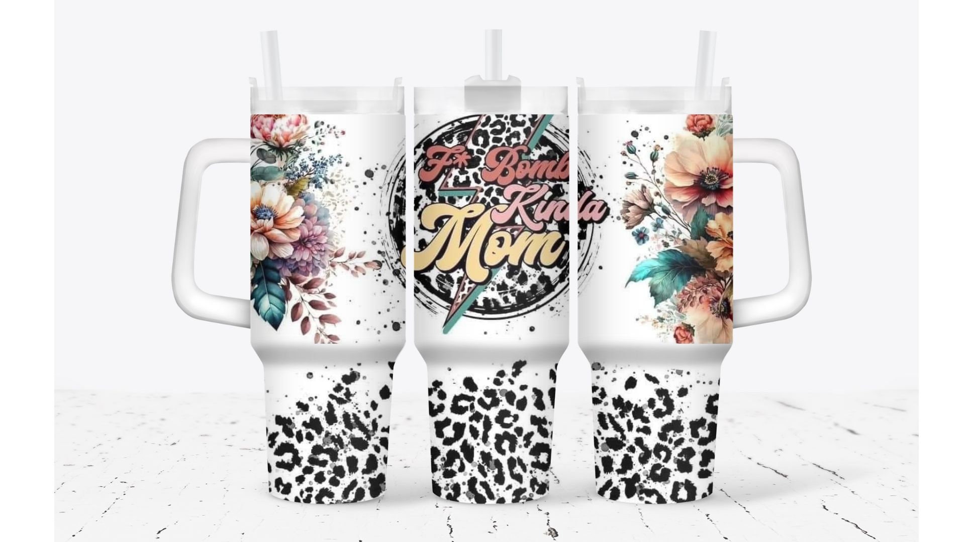 Floral Leopard Pattern Custom Stanley Cup 40 oz 30 oz Tumbler With HandleTVC2301930