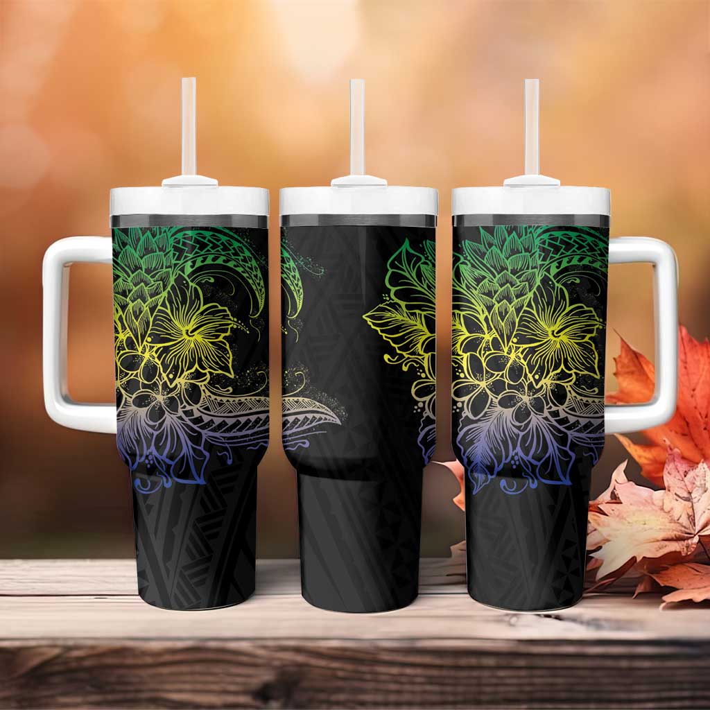 Floral Polynesian Hibiscus Tattoo Green Gradient Custom Stanley Cup 40 oz 30 oz Tumbler With HandleTVC2301371 - Image 4