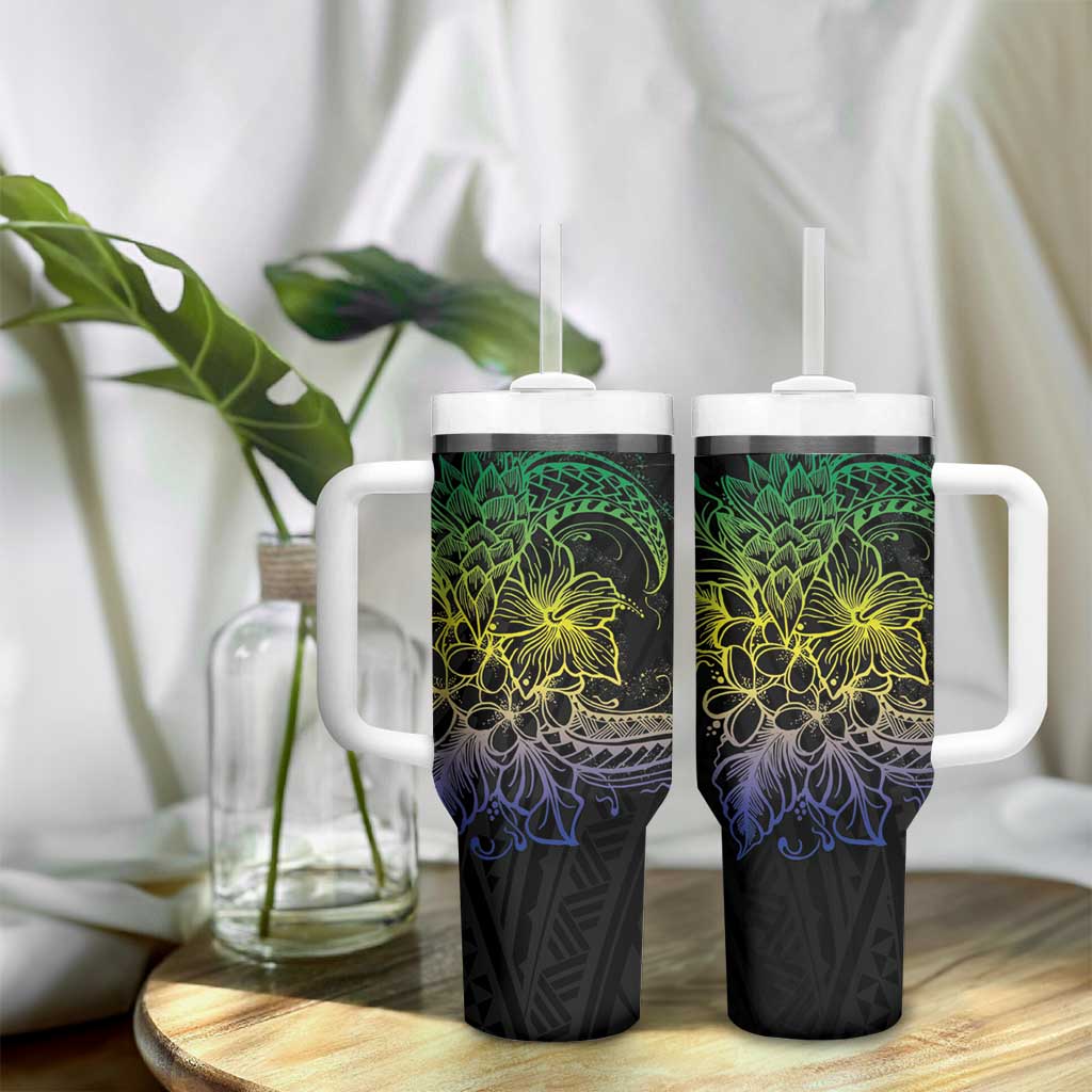 Floral Polynesian Hibiscus Tattoo Green Gradient Custom Stanley Cup 40 oz 30 oz Tumbler With HandleTVC2301371 - Image 9