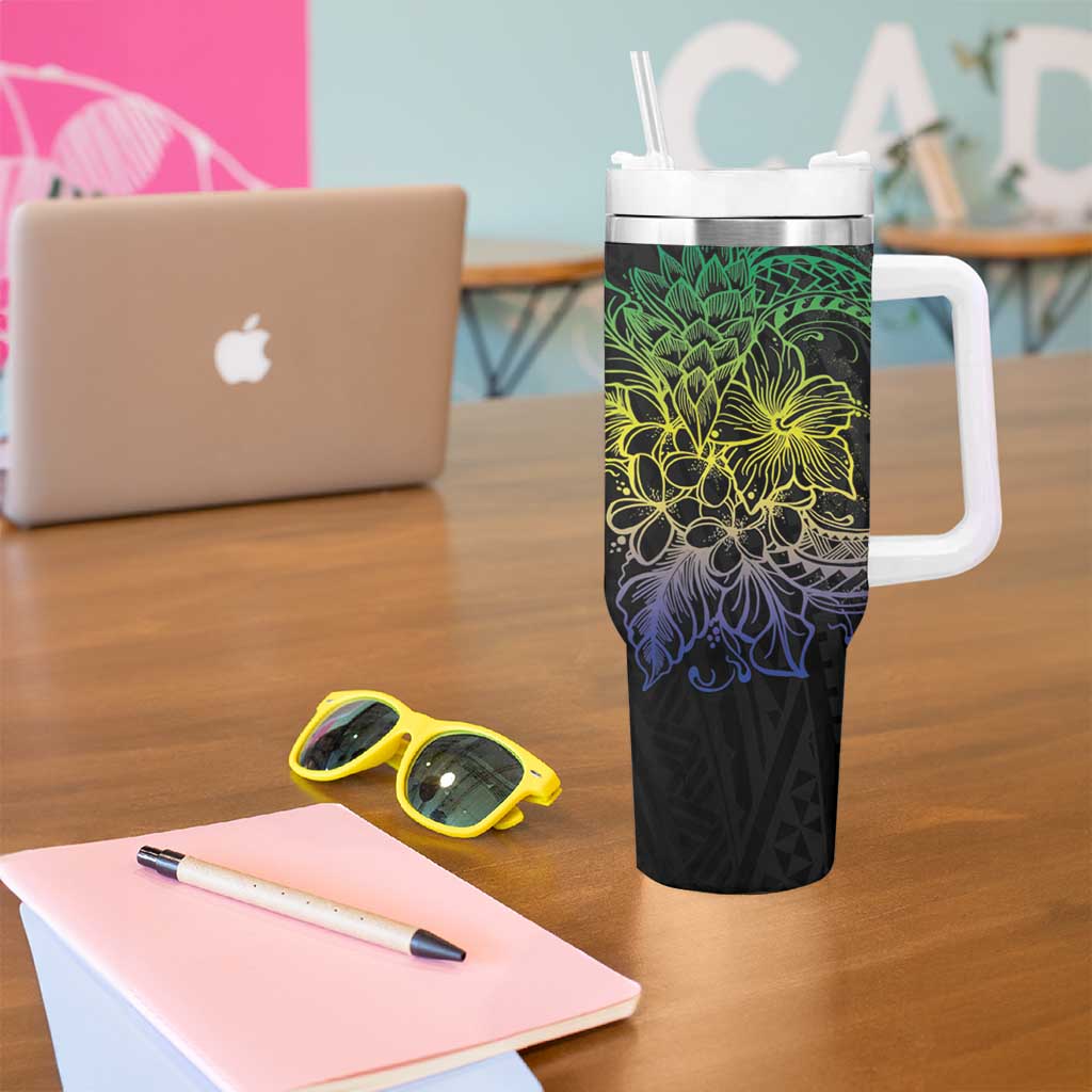 Floral Polynesian Hibiscus Tattoo Green Gradient Custom Stanley Cup 40 oz 30 oz Tumbler With HandleTVC2301371 - Image 5