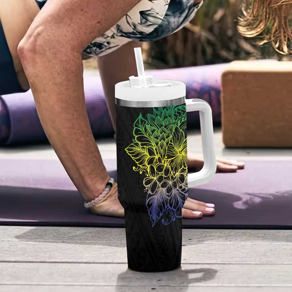 Floral Polynesian Hibiscus Tattoo Green Gradient Custom Stanley Cup 40 oz 30 oz Tumbler With HandleTVC2301371 - Image 6