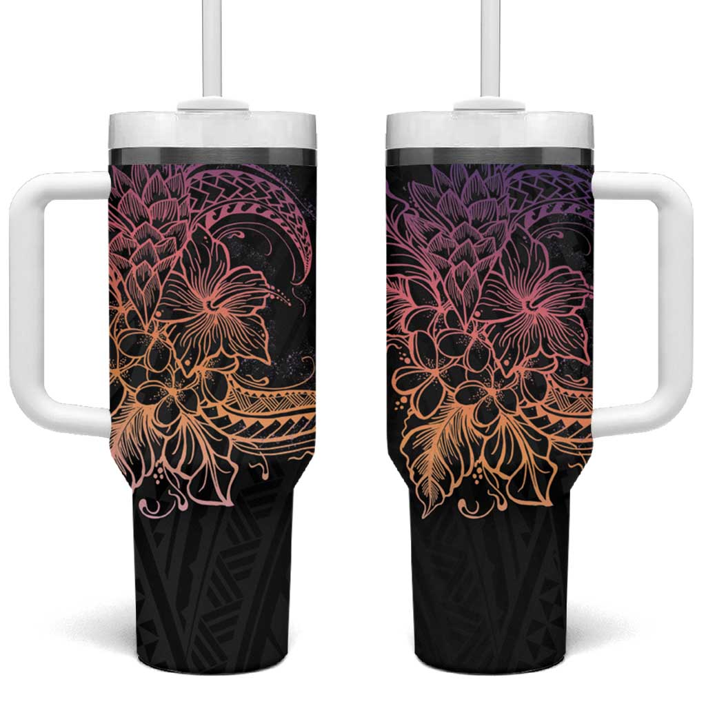 Floral Polynesian Hibiscus Tattoo Peach Gradient Custom Stanley Cup 40 oz 30 oz Tumbler With HandleTVC2301375