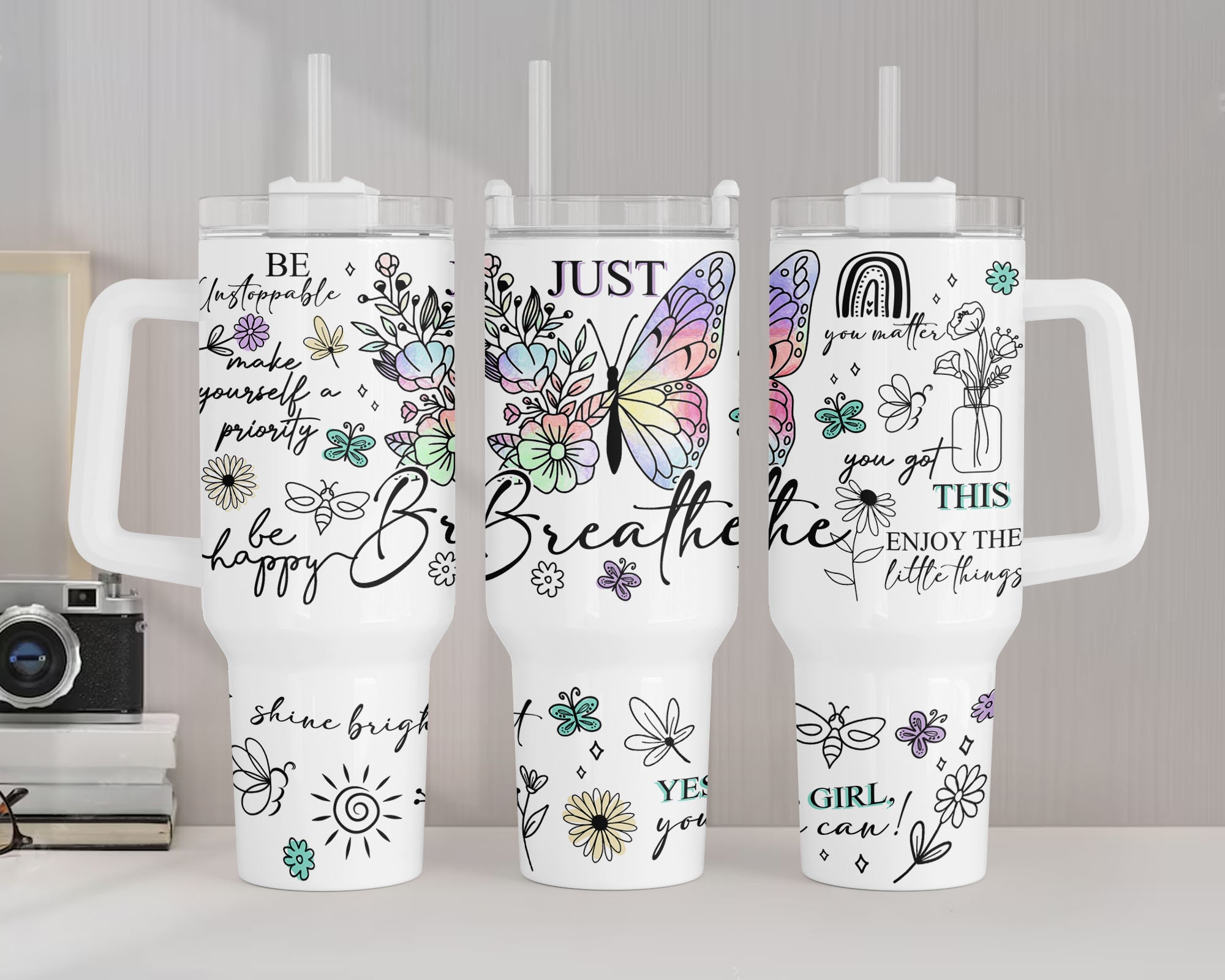 Floral Positive Affirmations Custom Stanley Cup 40 oz 30 oz Tumbler With HandleTVC2301957
