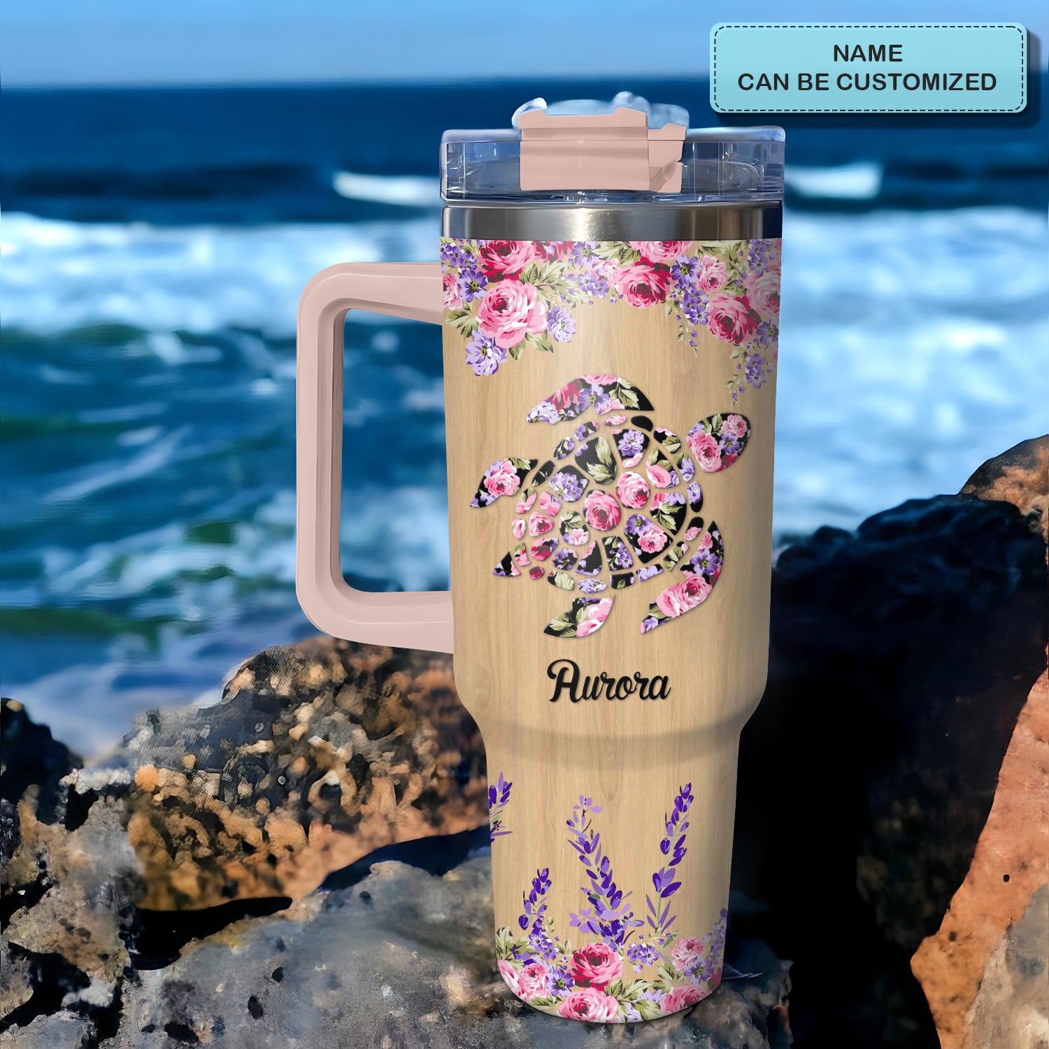 Floral Sea Turtle Custom Stanley Cup 40 oz 30 oz Tumbler With HandleTVC2301726