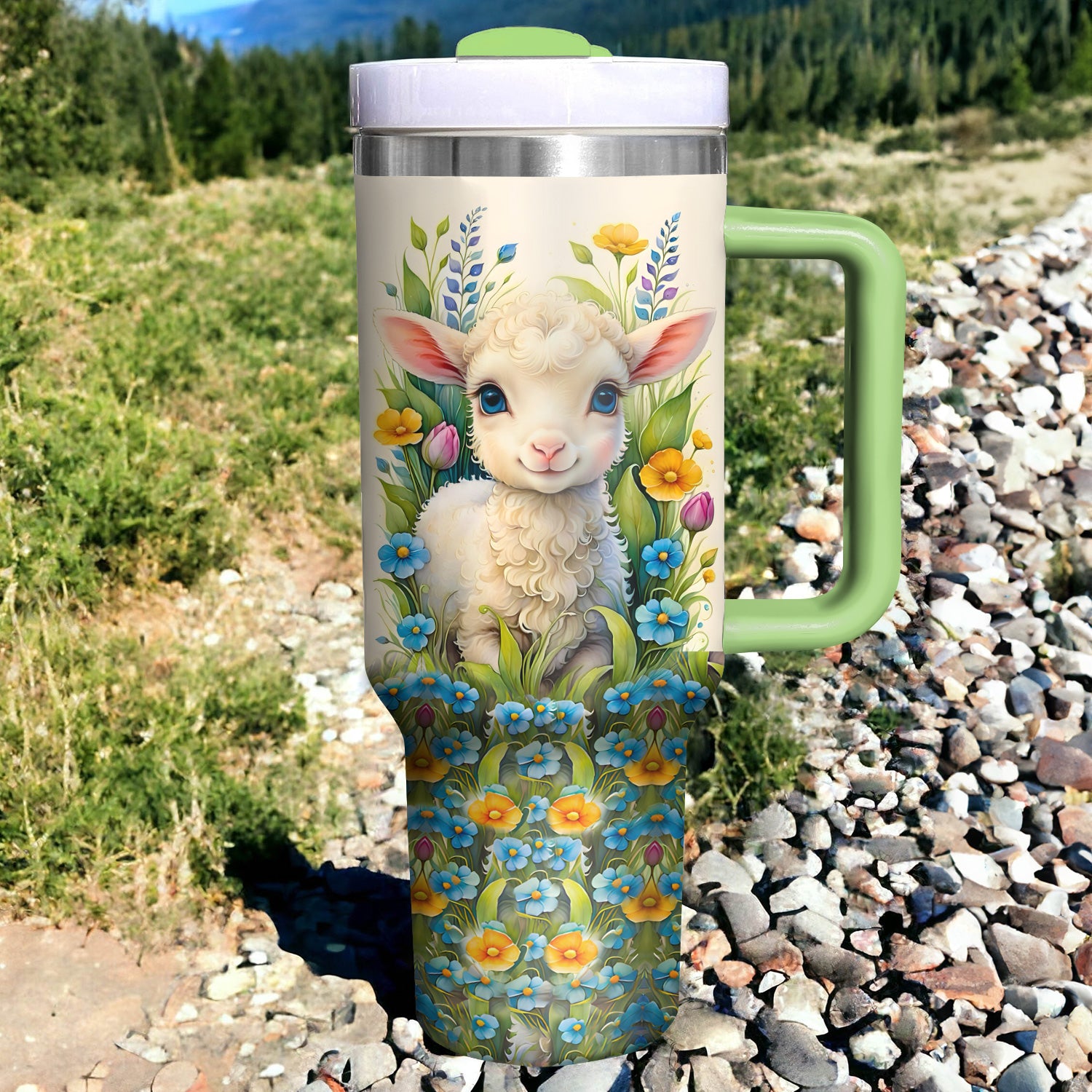 Floral Sheep Custom Stanley Cup 40 oz 30 oz Tumbler With HandleTVC2301729