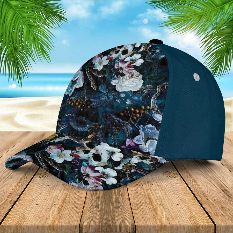 Floral Skull Aloha Hawaiian Skull 3D Classic Cap for Skull Lovers Men & Women Trucker Hats Custom Hats Gifts For Men & Women