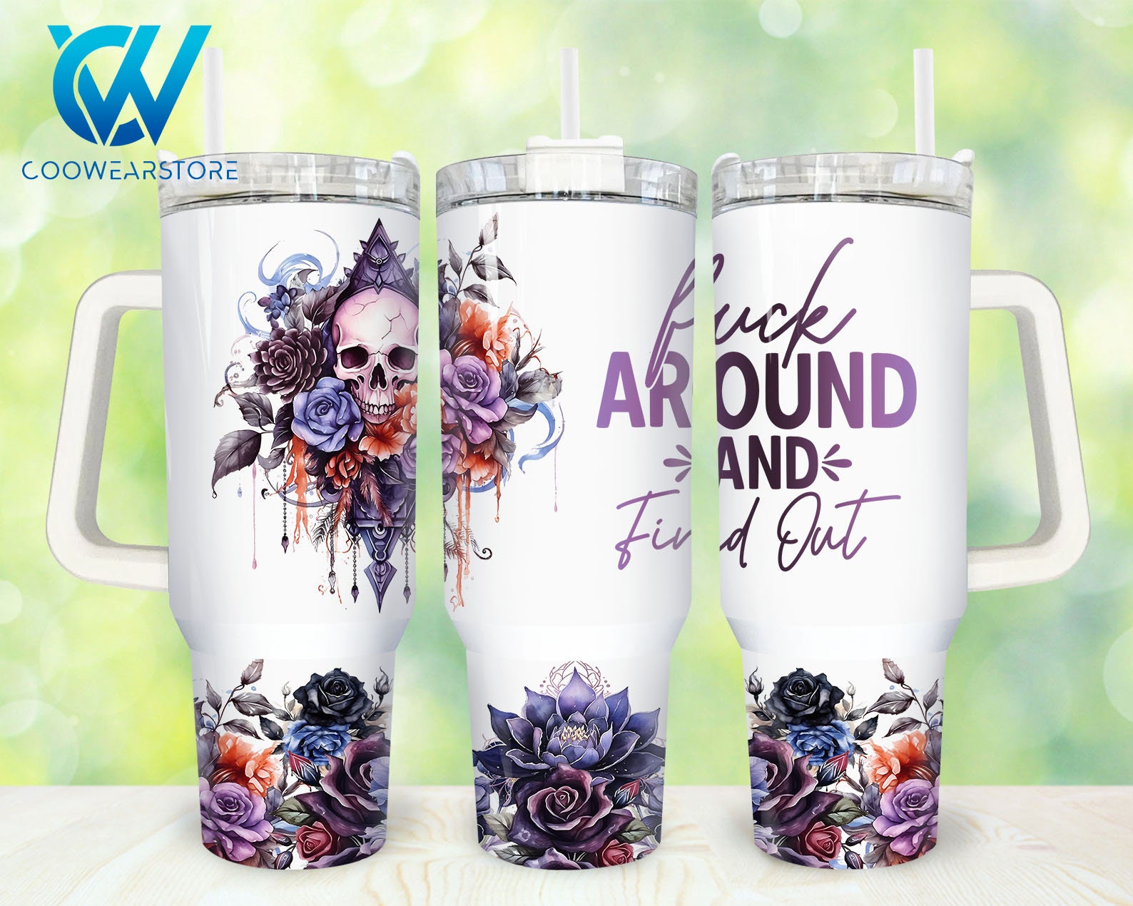 Floral Skull Custom Stanley Cup 40 oz 30 oz Tumbler With HandleTVC2301862