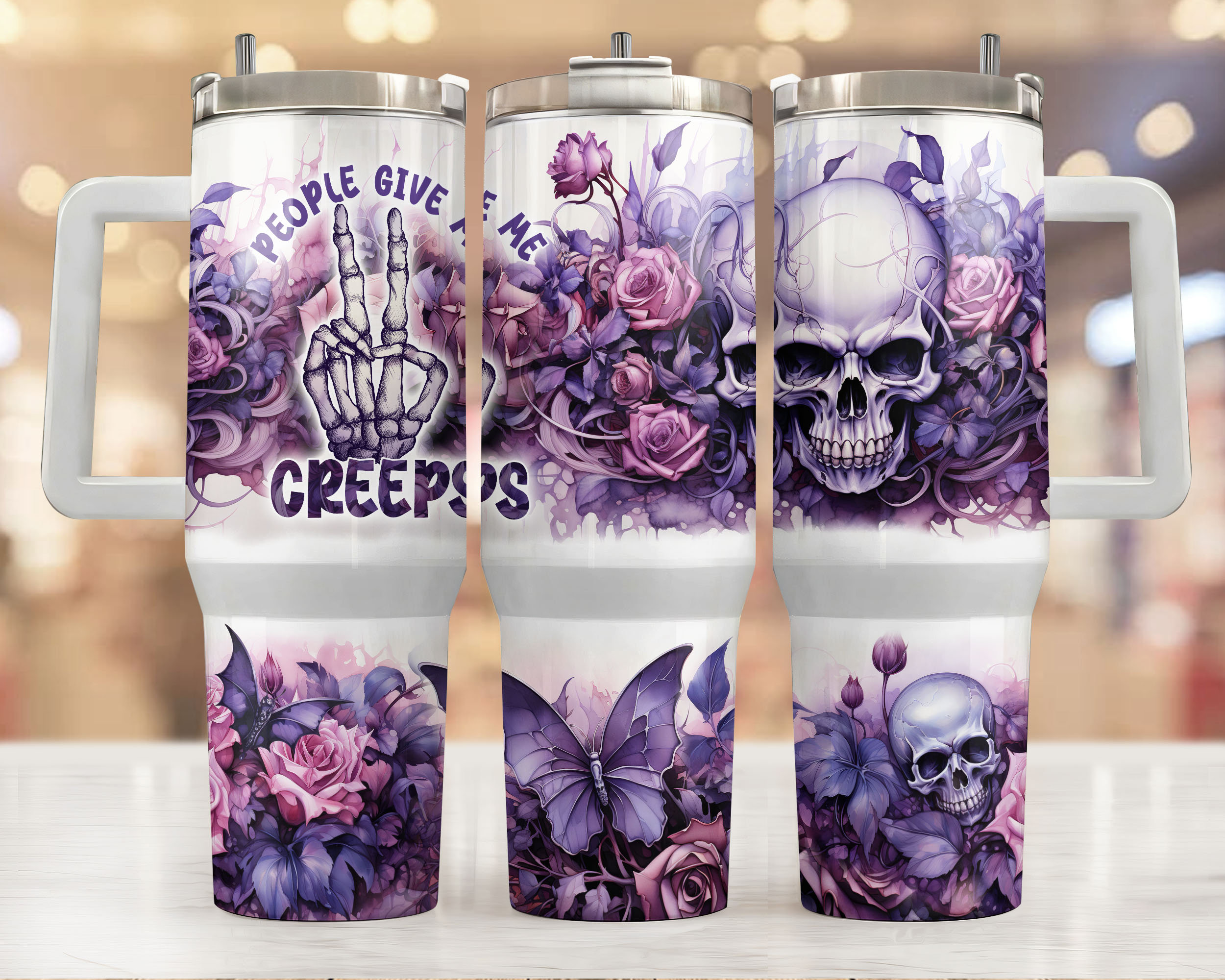 Floral Skull Custom Stanley Cup 40 oz 30 oz Tumbler With HandleTVC2301955