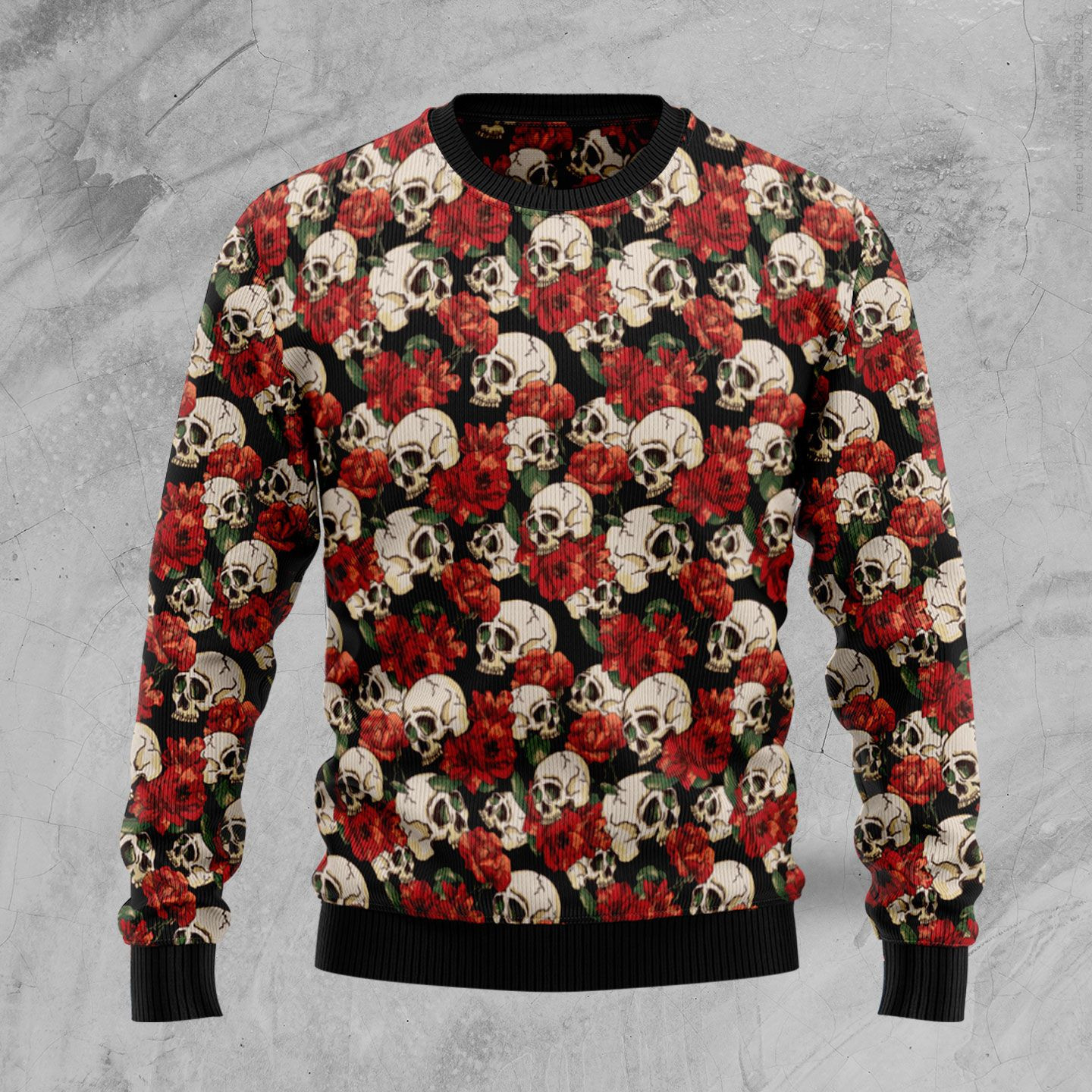 Floral Skull Ugly Christmas Sweater Adult 3D Funny Matching for family