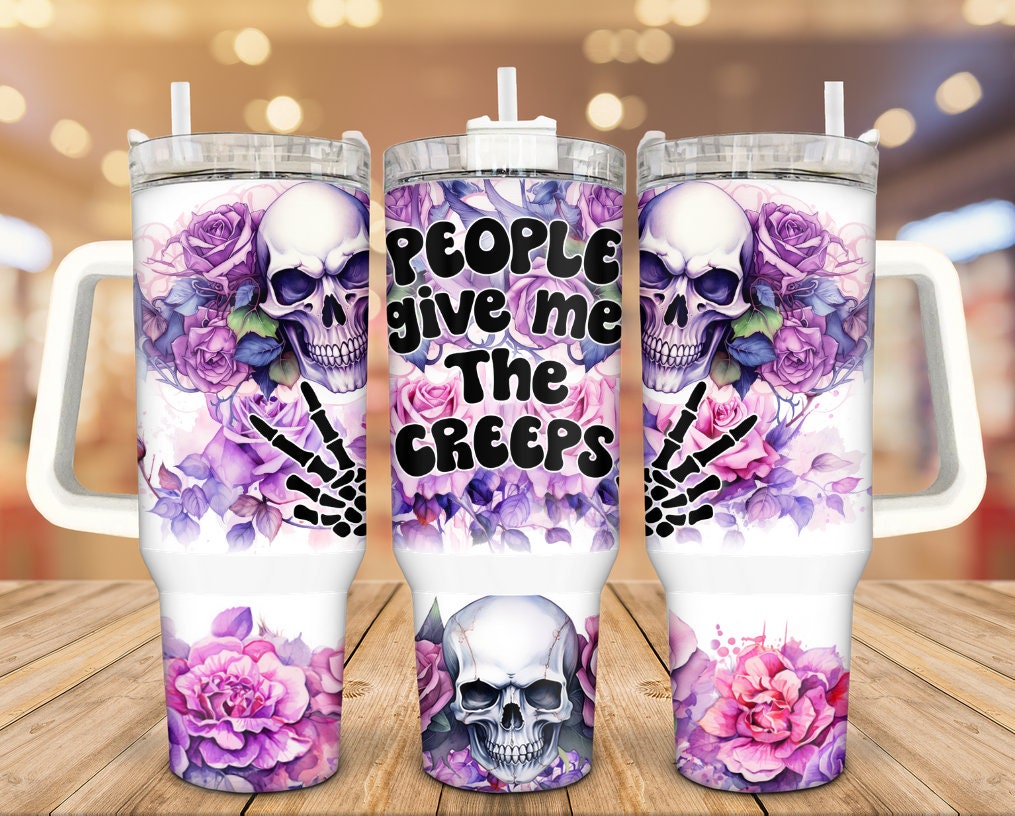 Floral Skulls Custom Stanley Cup 40 oz 30 oz Tumbler With HandleTVC2301934