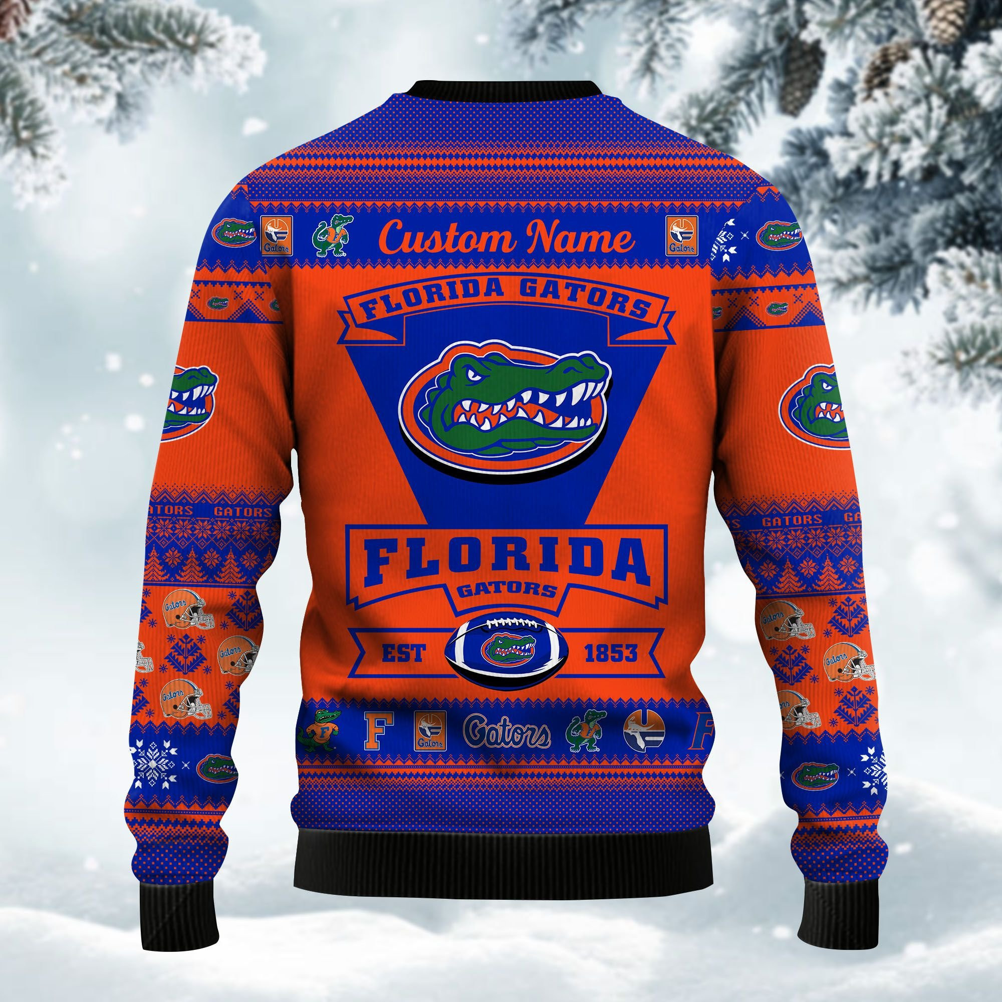 Florida Gators Football Team Logo Custom Name Personalized Ugly Christmas Sweater Adult 3D Funny Matching for family - Image 4