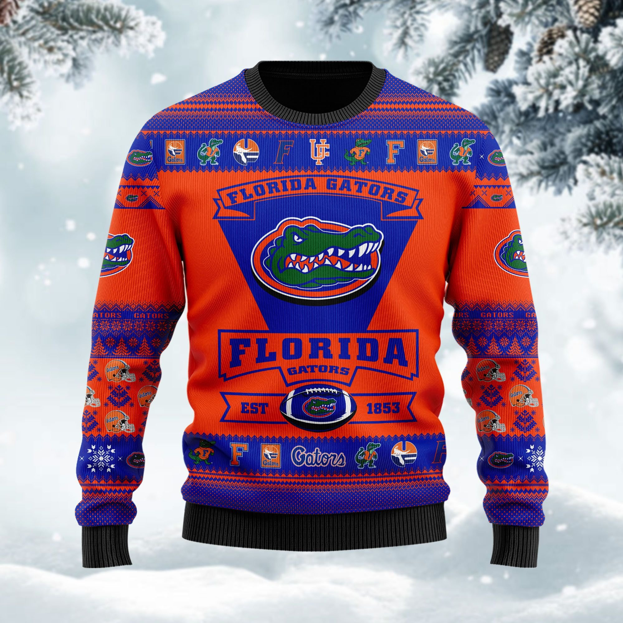 Florida Gators Football Team Logo Custom Name Personalized Ugly Christmas Sweater Adult 3D Funny Matching for family - Image 3