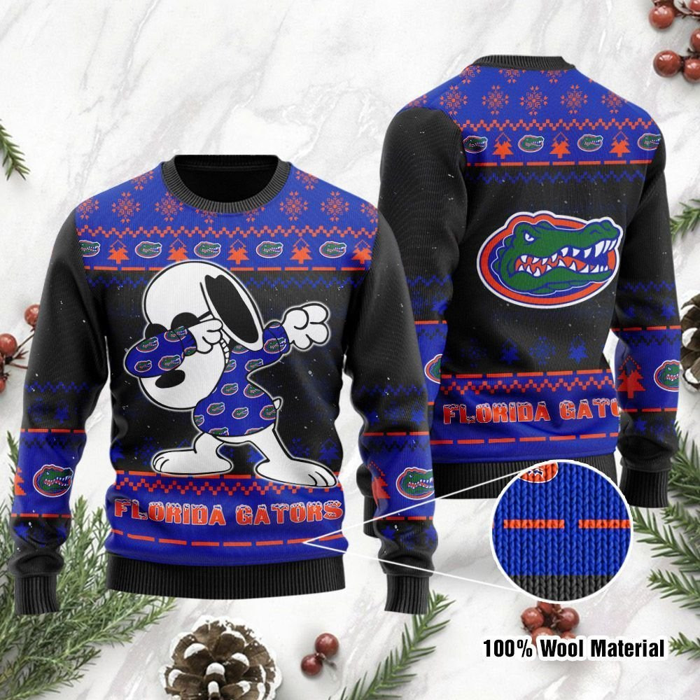 Florida Gators Snoopy Dabbing Ugly Christmas Sweater Adult 3D Funny Matching for family