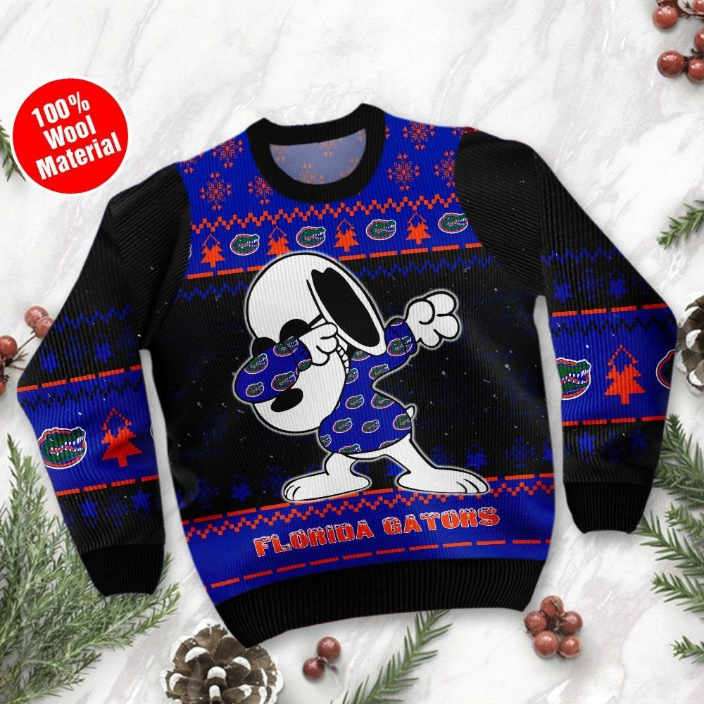 Florida Gators Snoopy Dabbing Ugly Christmas Sweater Adult 3D Funny Matching for family - Image 2