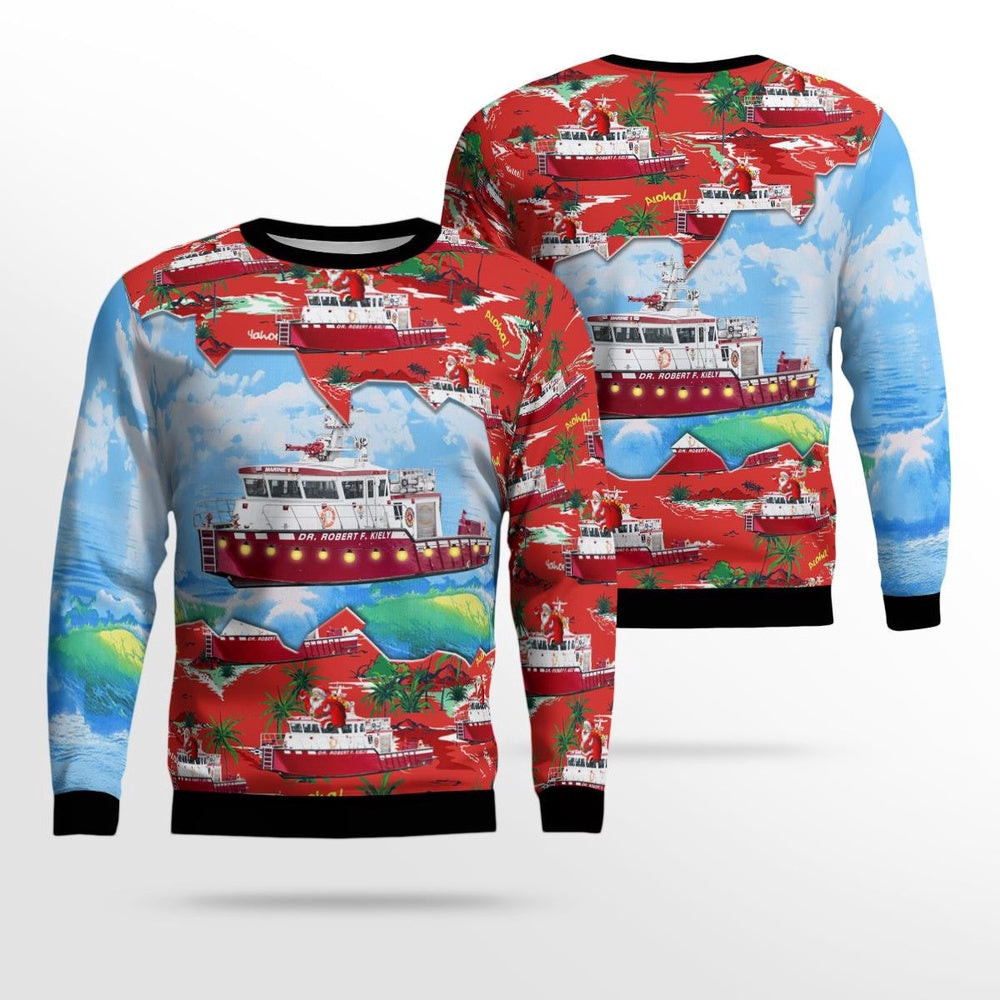 Florida Jacksonville Fire And Rescue Department Fireboat Dr Robert F Kiely M1M38 Christmas Ugly Sweater Xmas Unisex Sweater Christmas Gifts For Men Women
