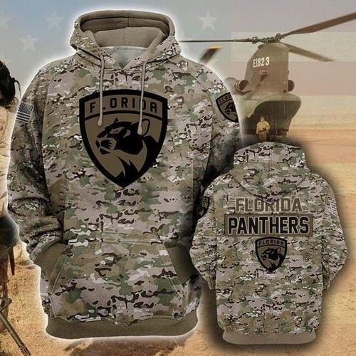 Florida Panthers Camouflage Veteran 3D All Over Print Hoodie, Zip Hoodie
