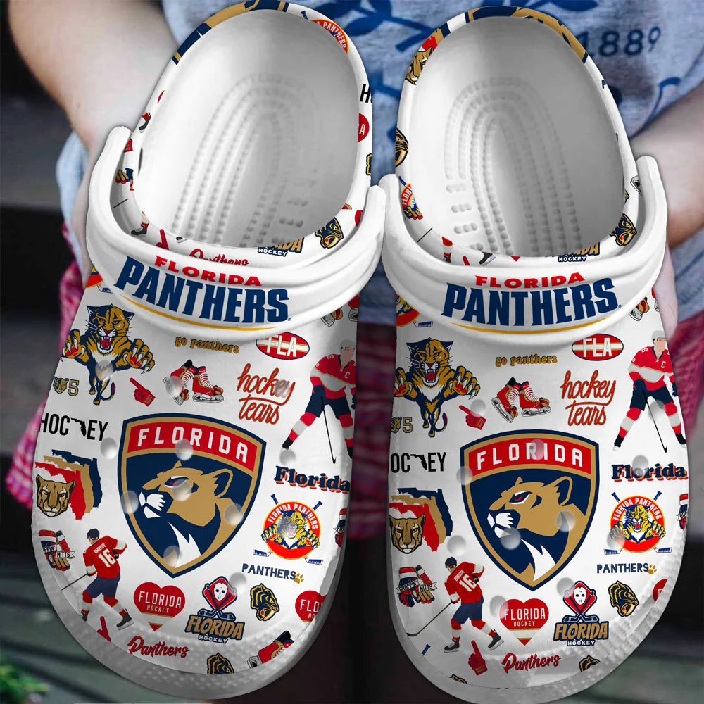 Florida Panthers Ice hockey team NHL Sport Crocs Clogs Crocband Shoes Comfortable For Men Women and Kids