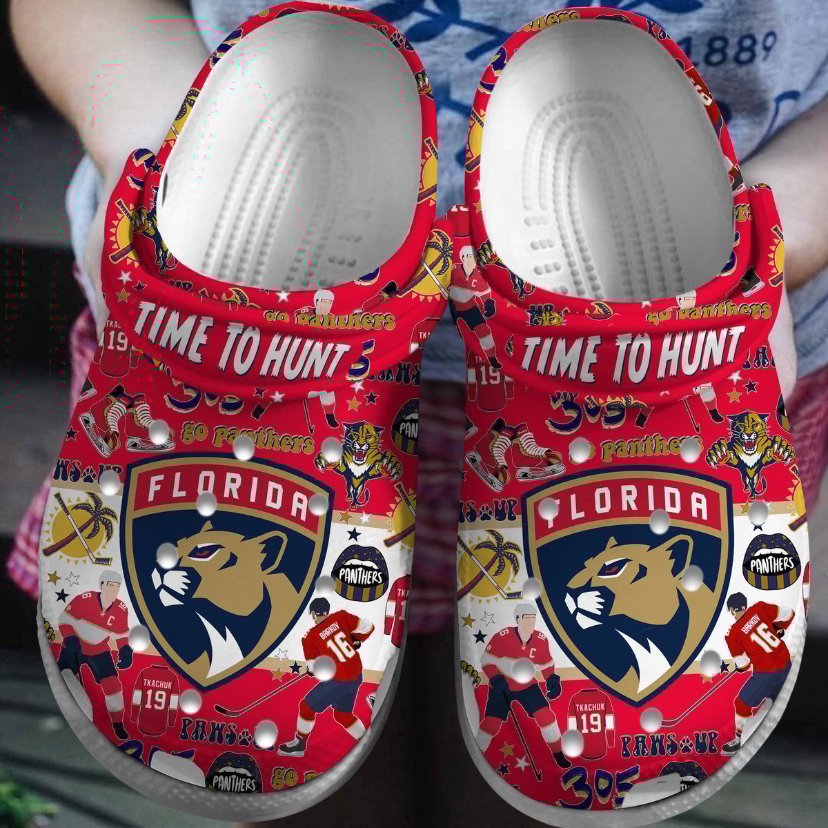 Florida Panthers NHL Sport Crocs Crocband Clogs Shoes Comfortable For Men Women and Kids