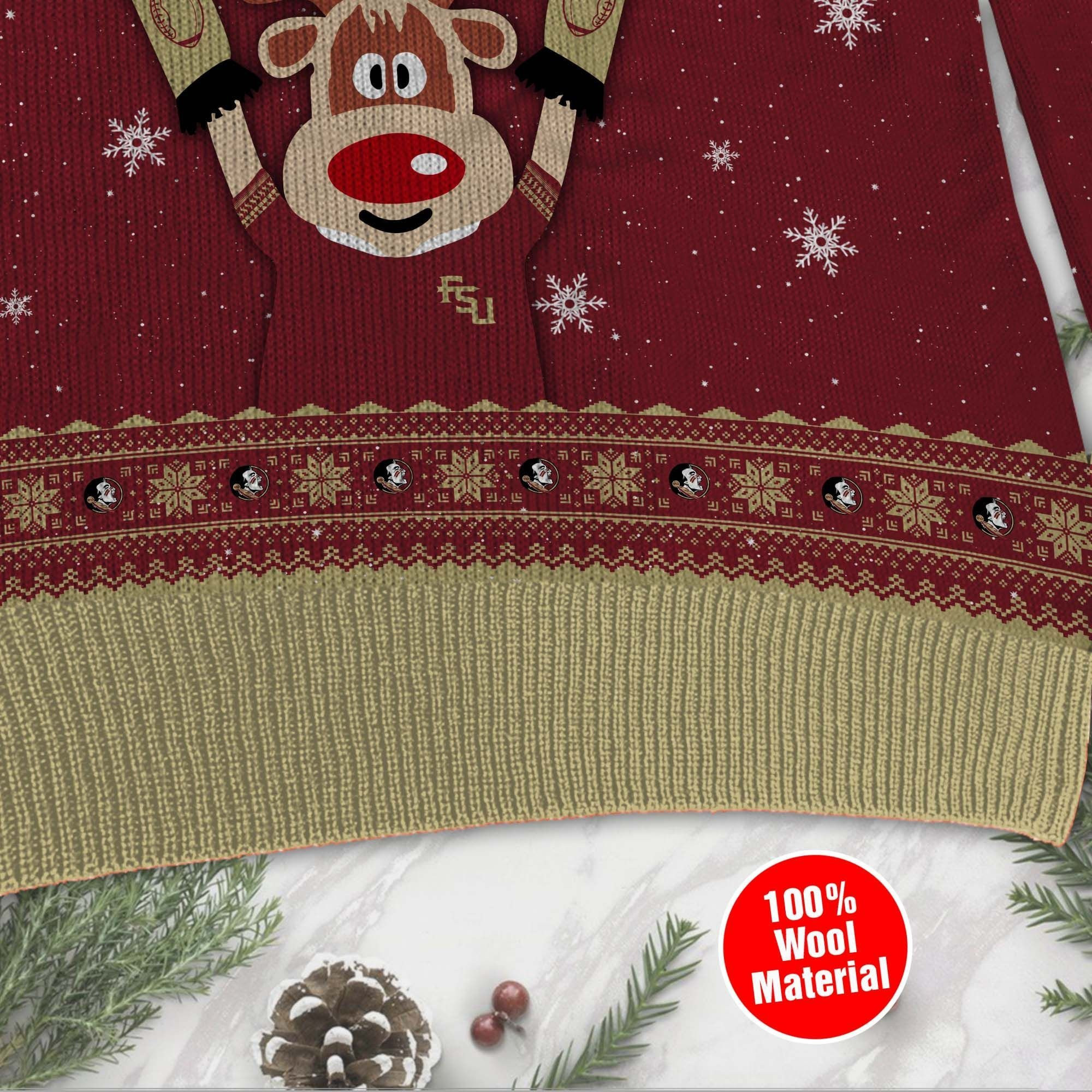 Florida State Seminoles Funny Ugly Christmas Sweater Adult 3D Funny Matching for family - Image 4