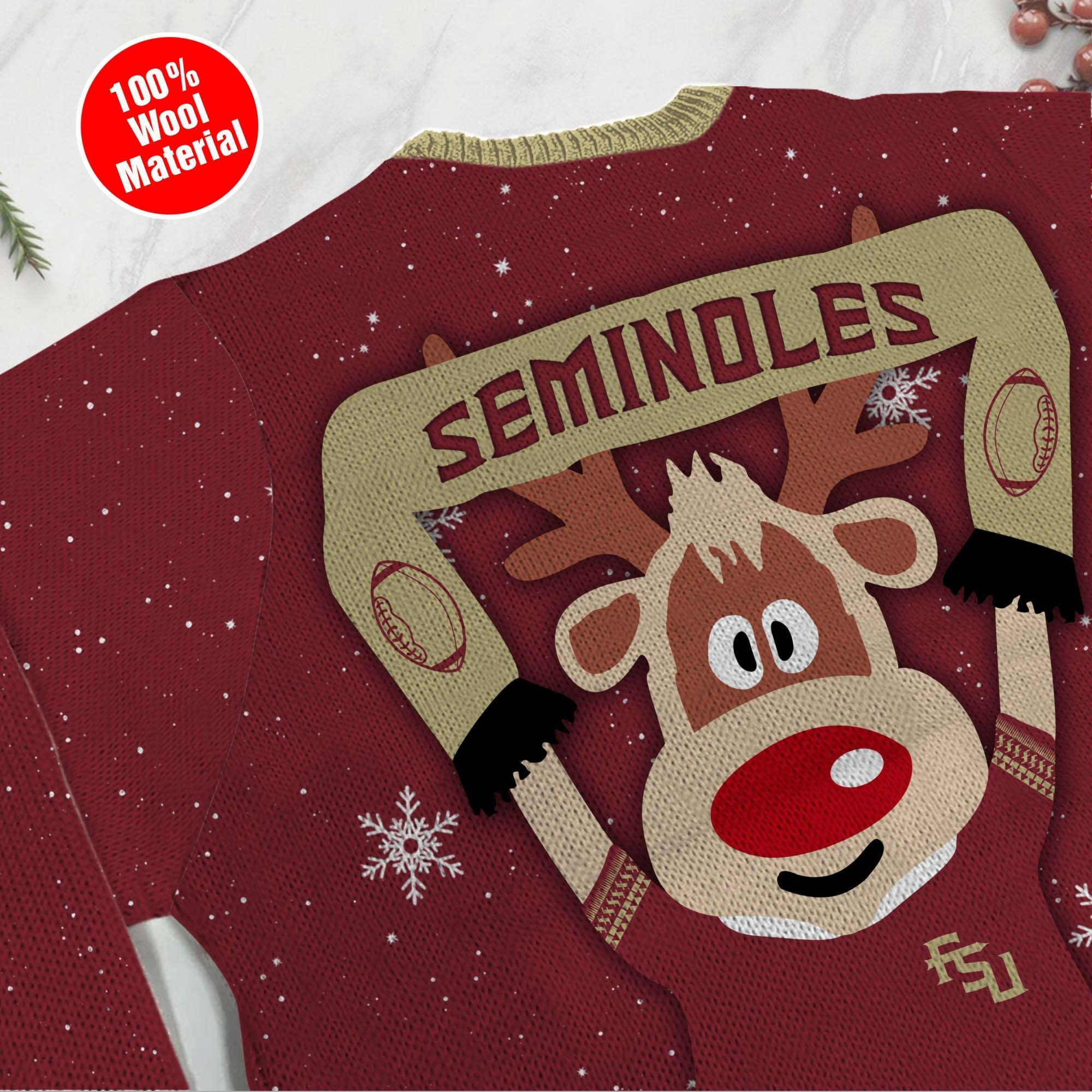 Florida State Seminoles Funny Ugly Christmas Sweater Adult 3D Funny Matching for family - Image 5
