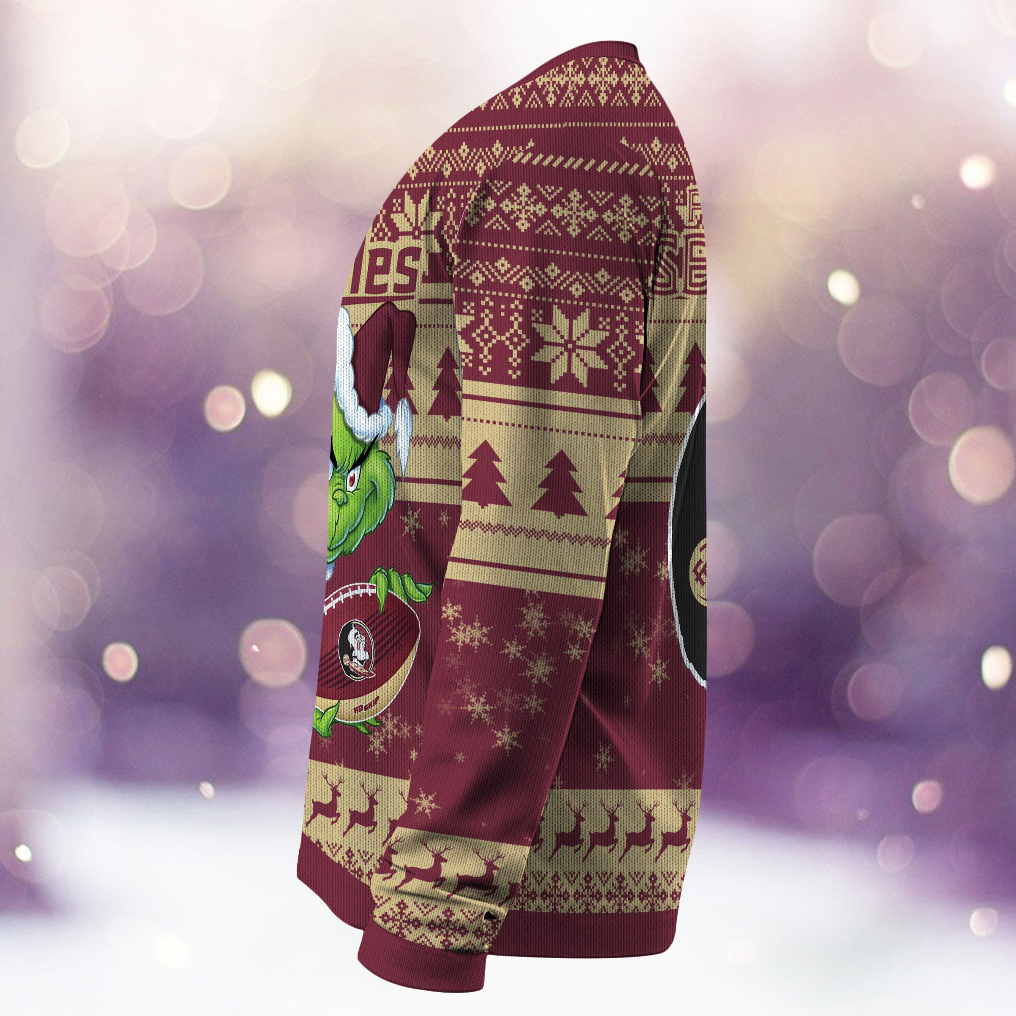 Florida State Seminoles Grinch Ugly Christmas Sweater Adult 3D Funny Matching for family - Image 4