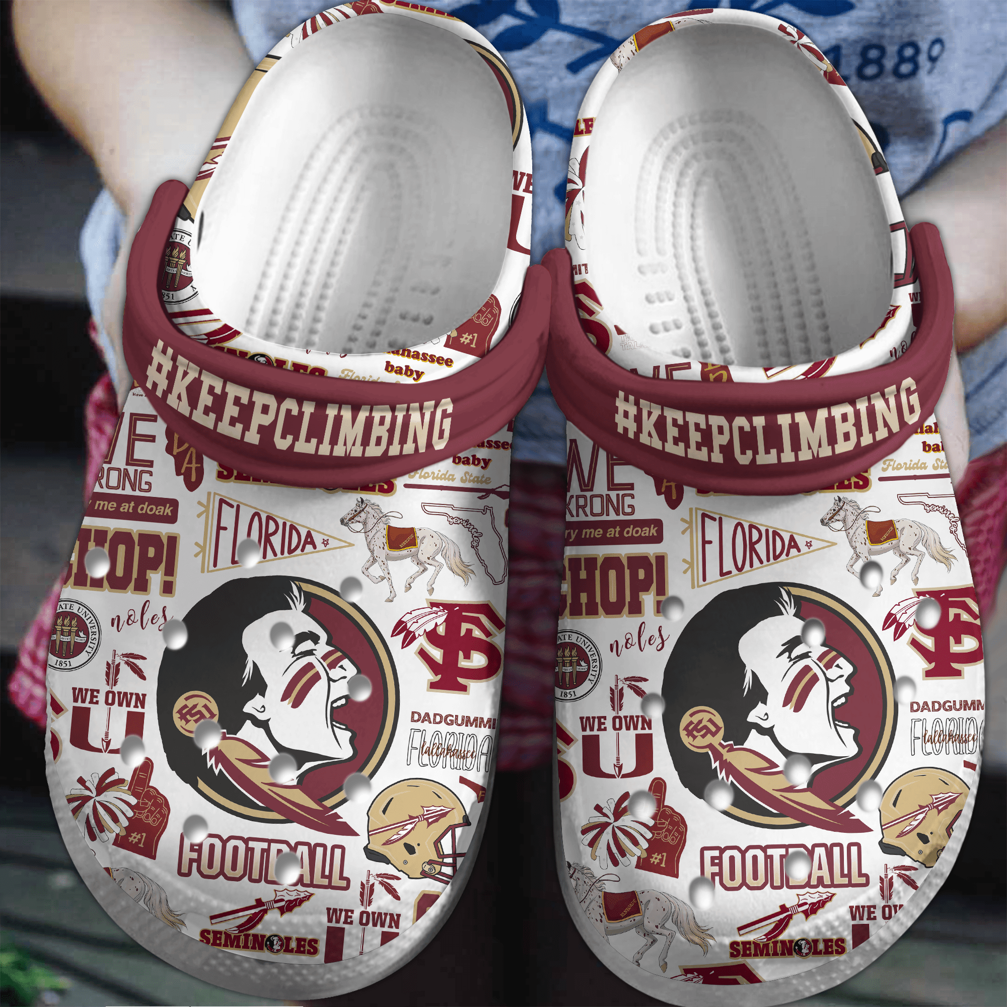 Florida State Seminoles NCAA Sport Crocs Crocband Clogs Shoes Comfortable For Men Women and Kids