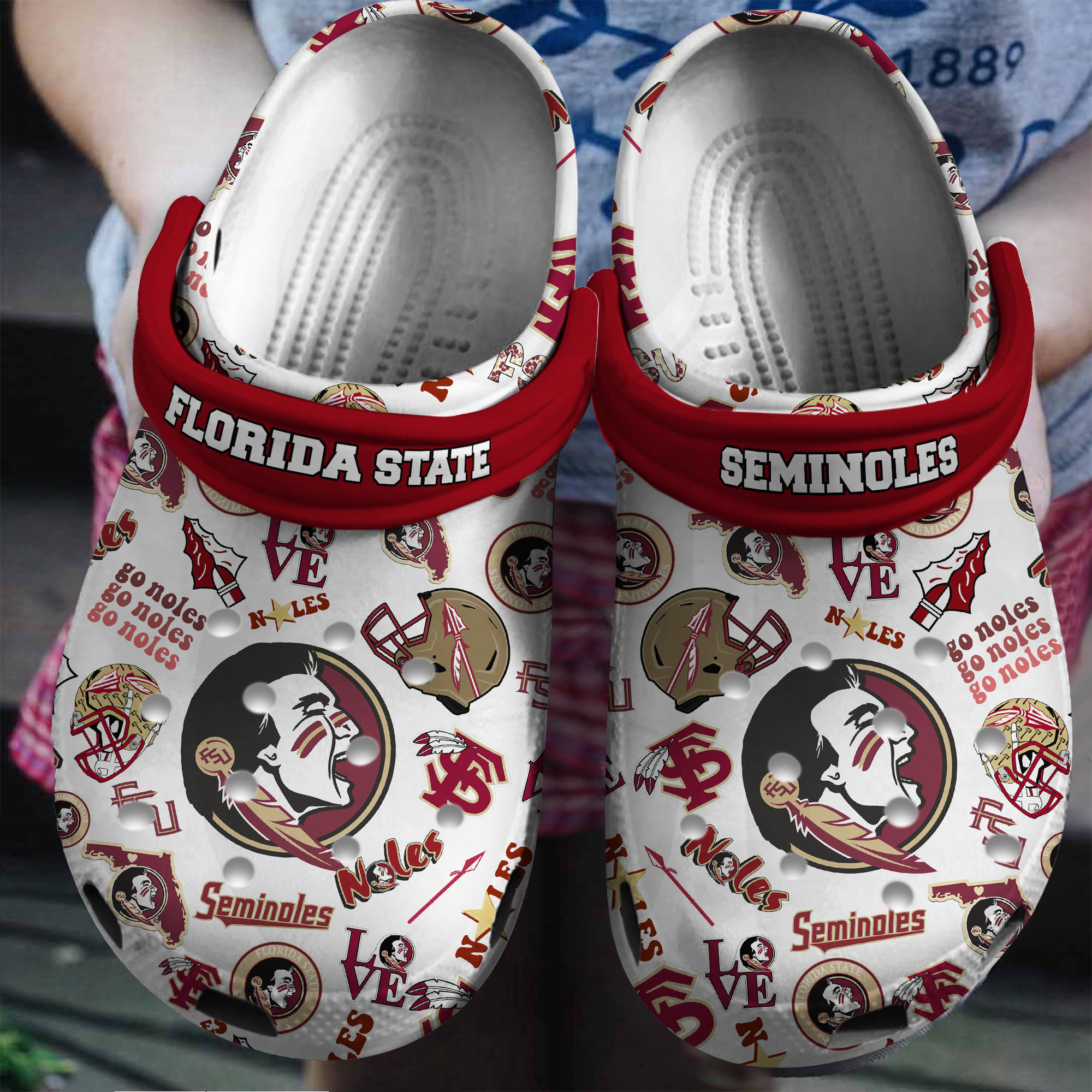 Florida State Seminoles NCAA Sport Crocs Crocband Clogs Shoes Comfortable For Men Women and Kids