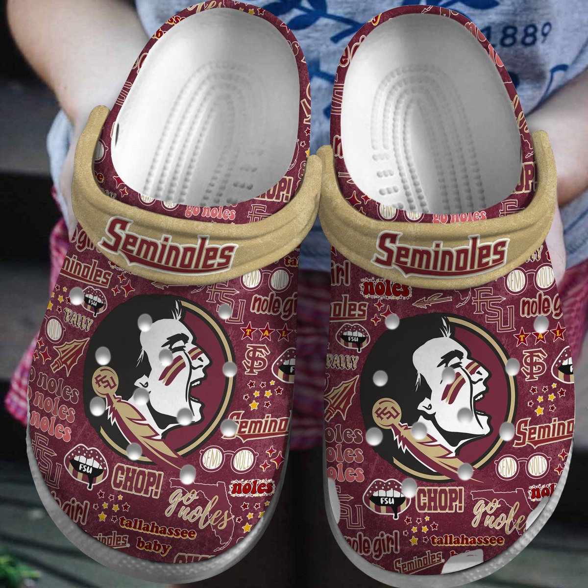 Florida State Seminoles NCAA Sport Crocs Crocband Clogs Shoes Comfortable For Men Women and Kids