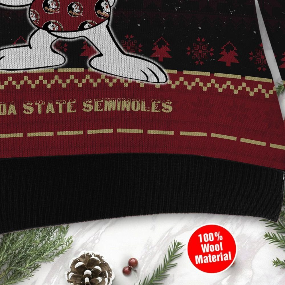 Florida State Seminoles Snoopy Dabbing Ugly Christmas Sweater Adult 3D Funny Matching for family - Image 3