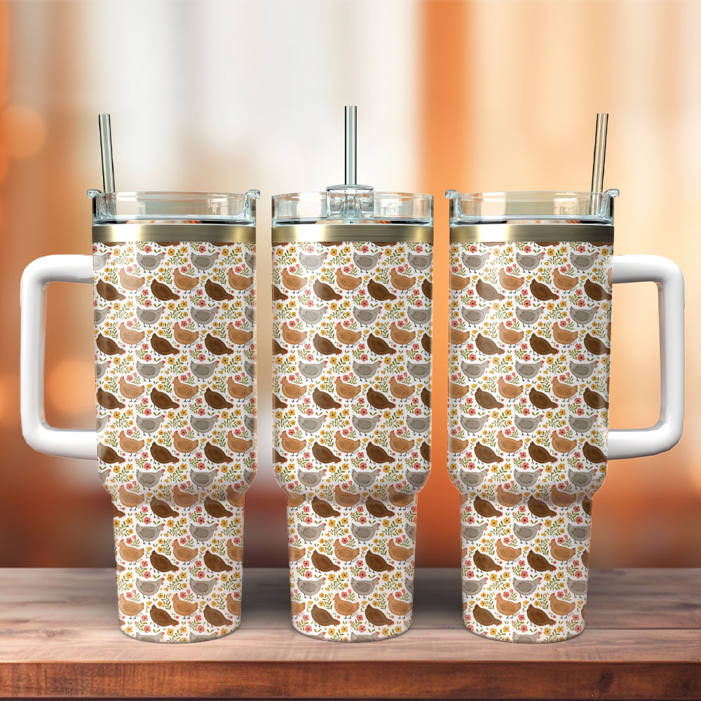 Flower Chicken Pattern Artwork Custom Stanley Cup 40 oz 30 oz Tumbler With HandleTVC2301238