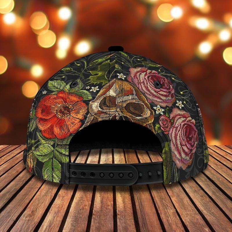 Flower Skull Black Classic Cap Baseball Cap Trucker Hats Custom Hats Gifts For Men & Women