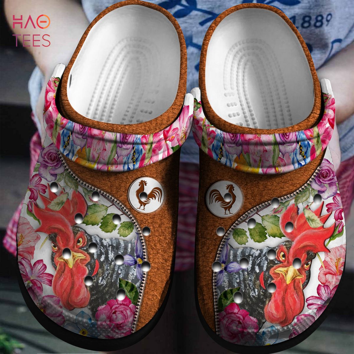 Flowers And Chicken Crocs Crocband Clogs Shoes Comfortable For Men Women and Kids