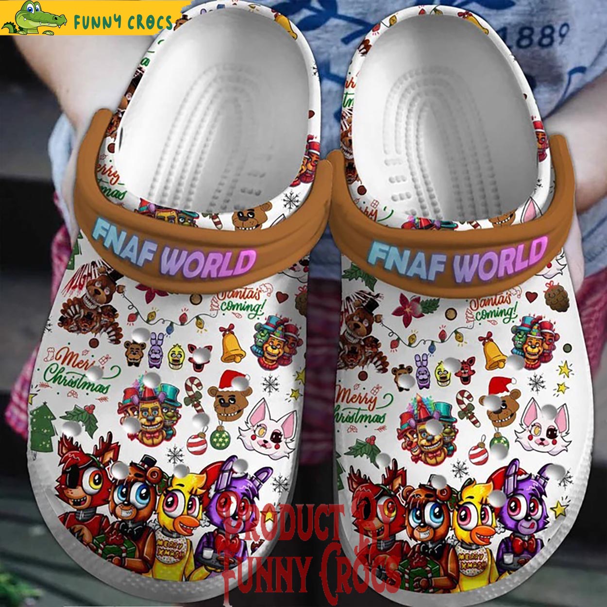 Fnaf World Game Merry Christmas Crocs Crocband Clogs Shoes Comfortable For Men Women and Kids