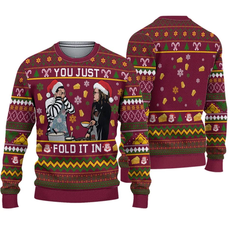 Fold the Cheese David Rose Ugly Knitted Christmas 3D Sweater