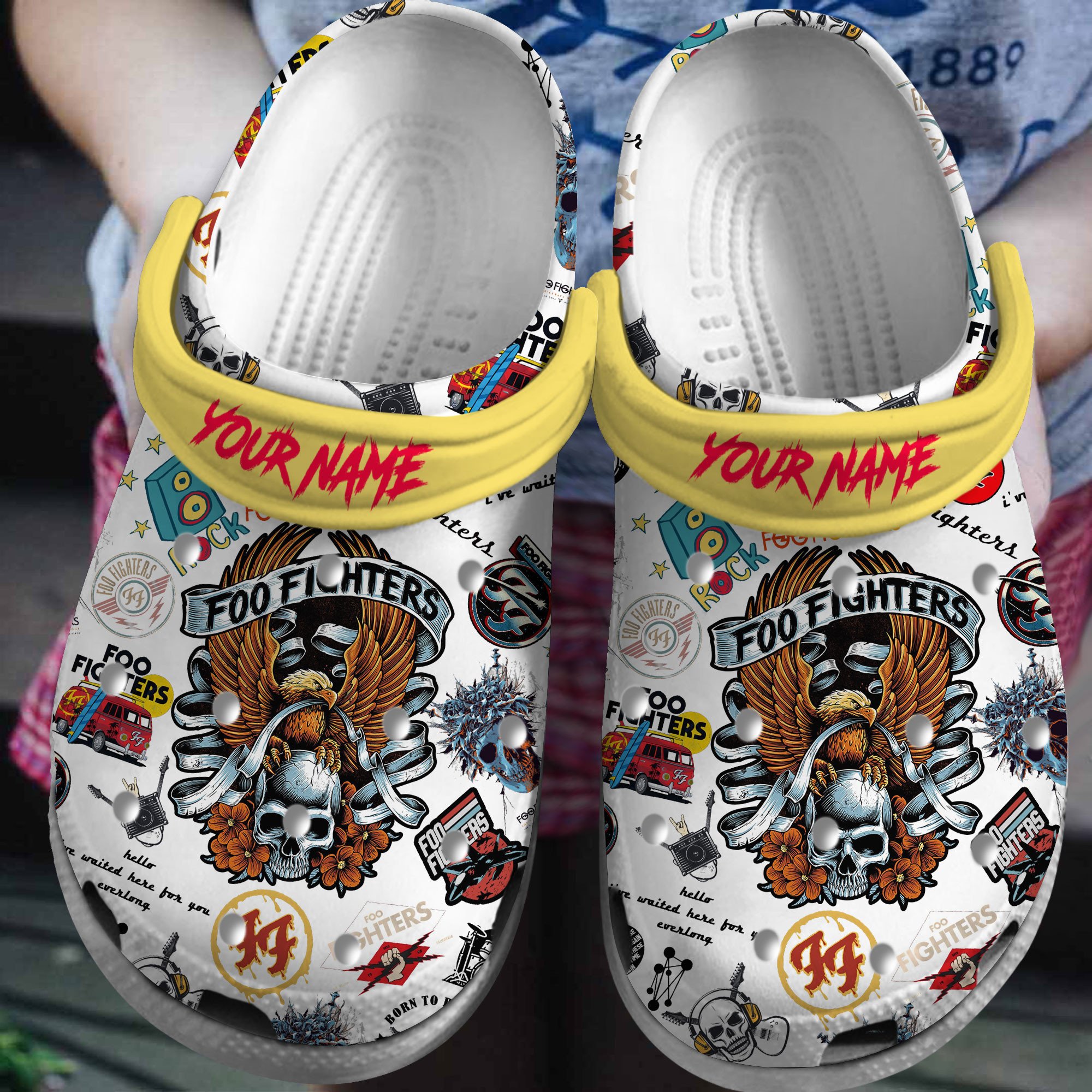 Foo Fighters Music Crocs Crocband Clogs Shoes Comfortable For Men Women and Kids