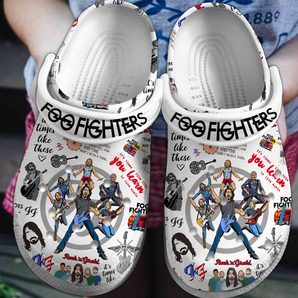 Foo Fighters Music Crocs Crocband Clogs Shoes Comfortable For Men Women and Kids