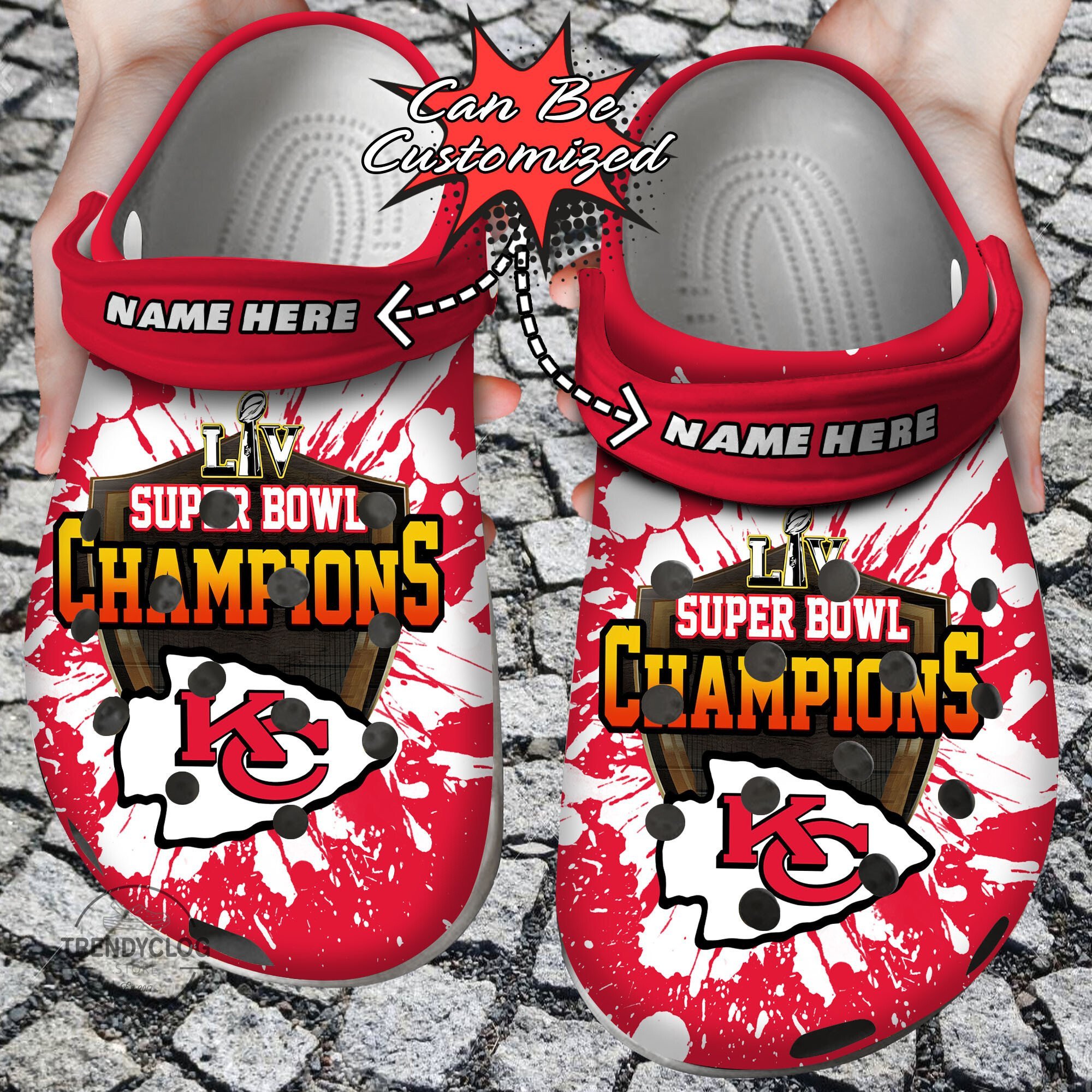 Football CLogs â€“ Personalized Kc Chiefs Super Bowl Clog Shoes