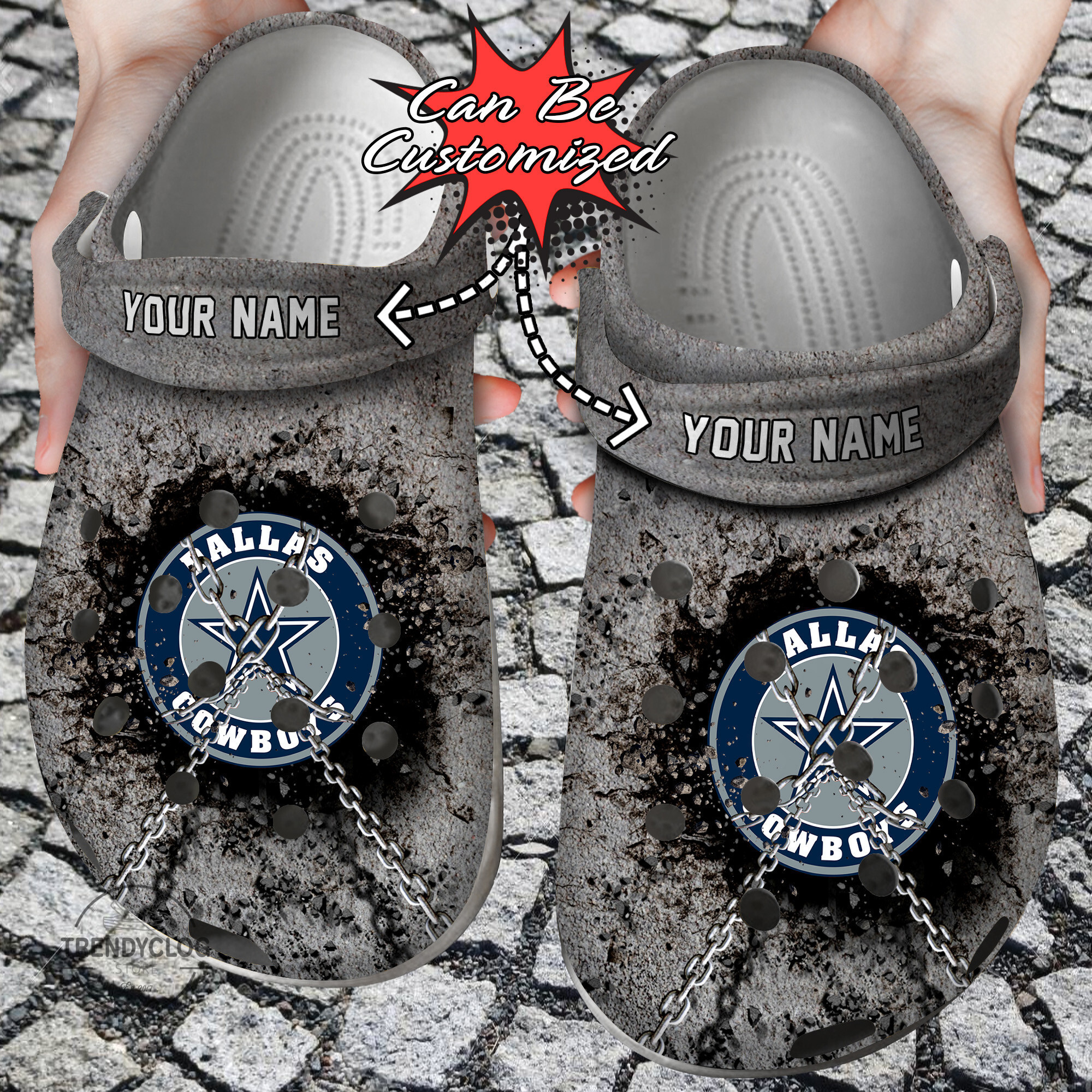 Football DCowboys Personalized Chain Breaking Wall Clog Shoes
