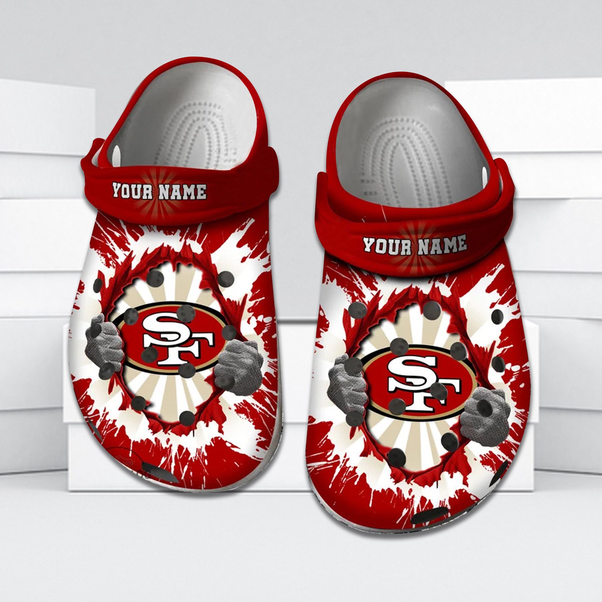 Football Personalized 49 Hands Ripping Light Clog Shoes