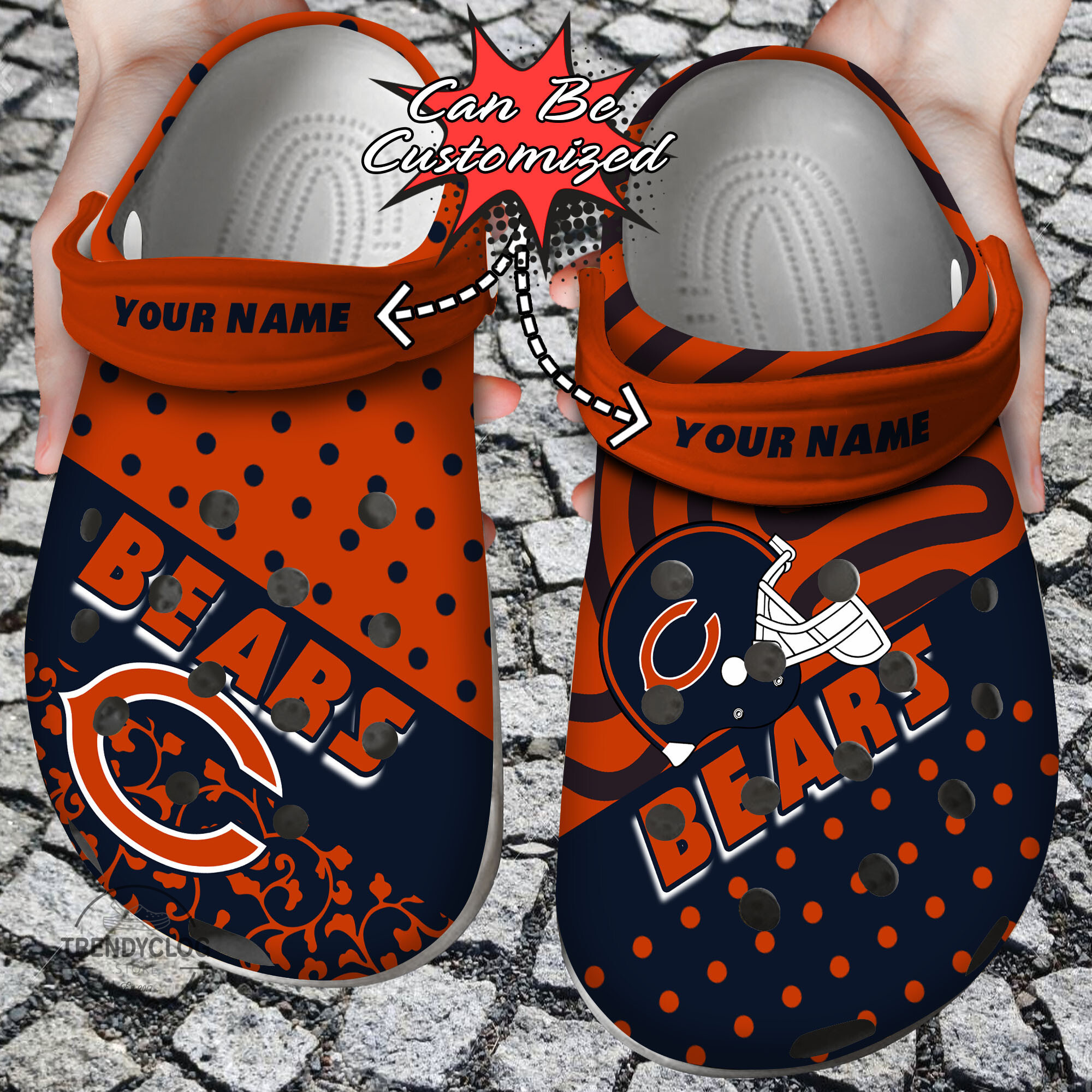 Football Personalized CBears Polka Dots Colors Clog Shoes