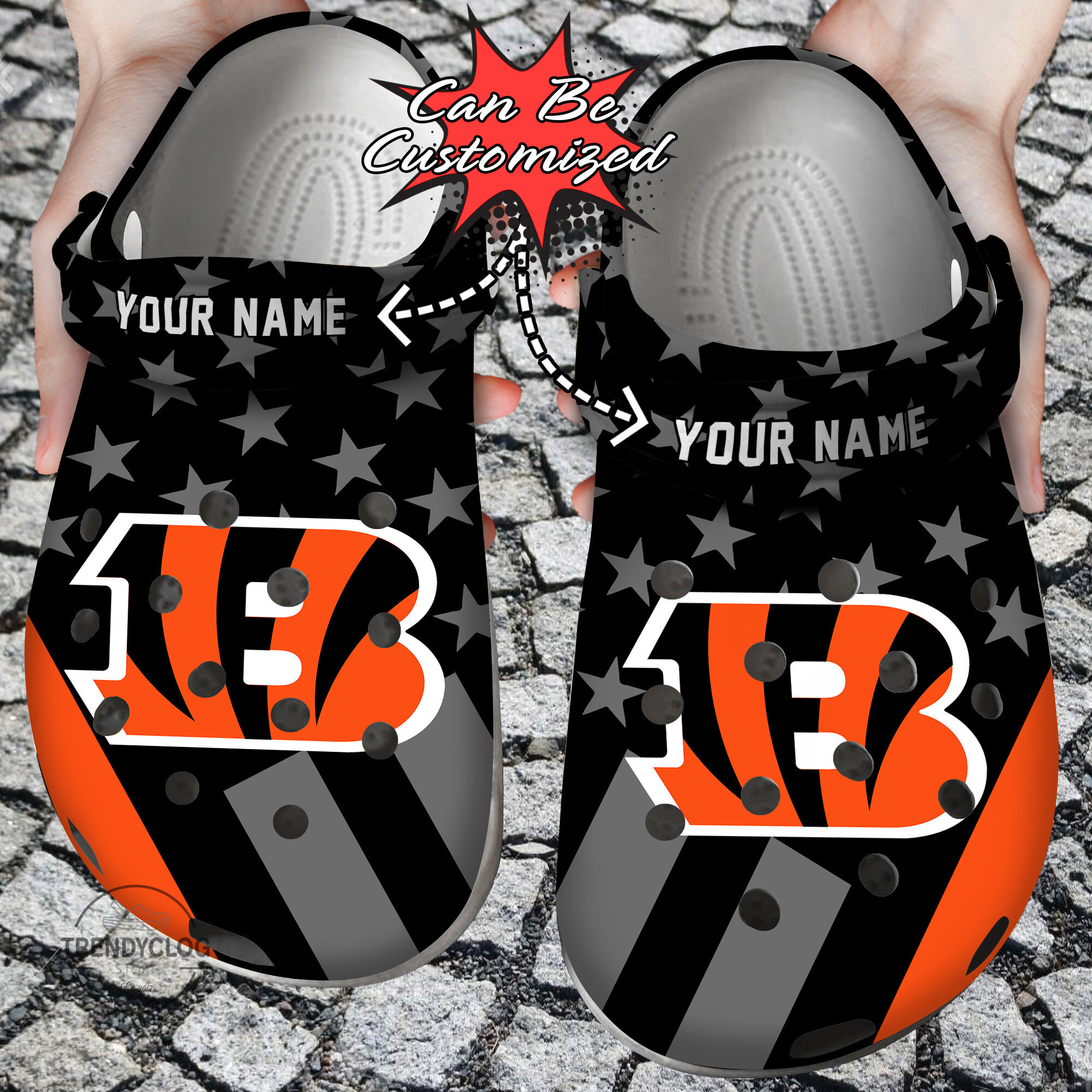 Football Personalized CBengals Star Flag Clog Shoes