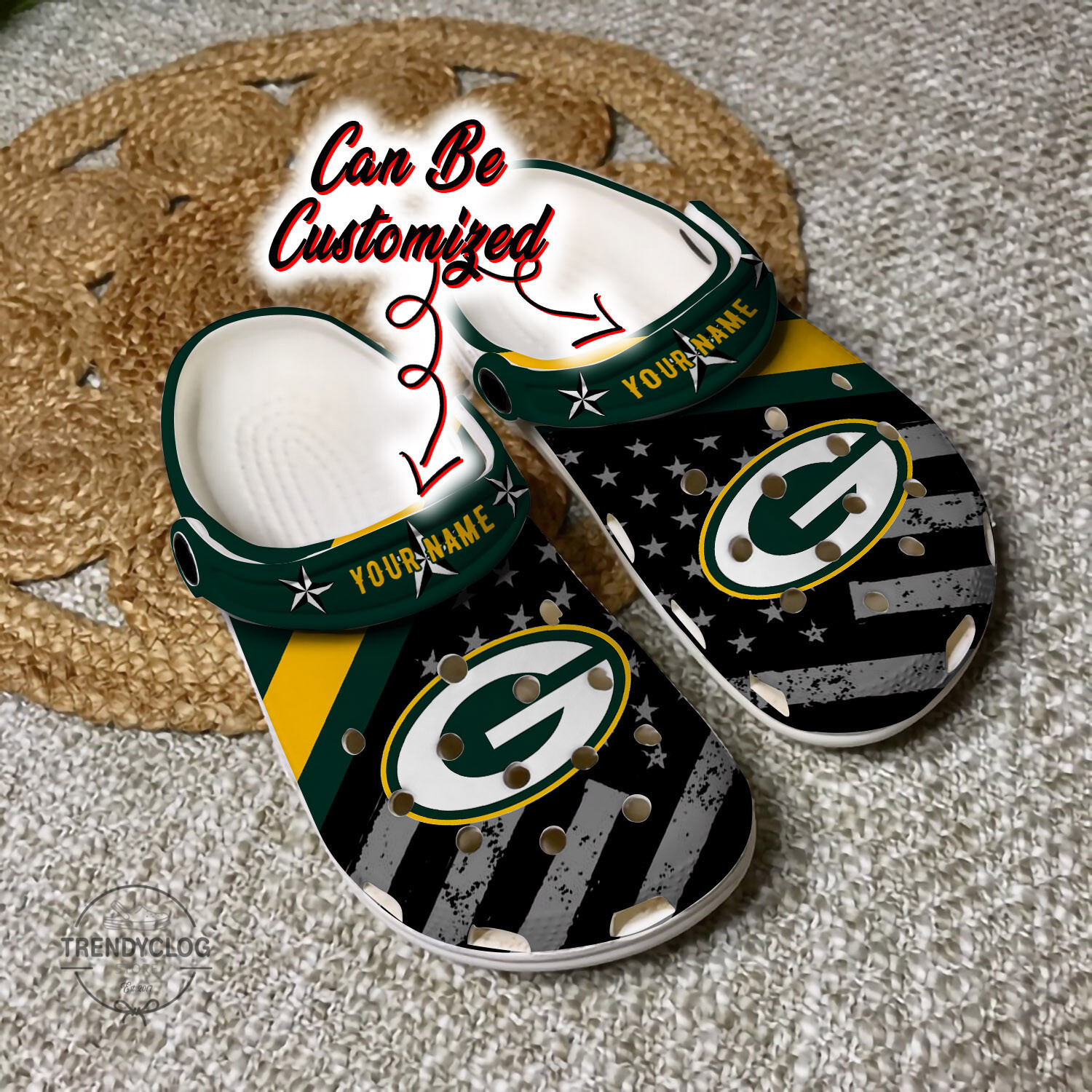 Football Personalized GPackers American Flag Clog Shoes