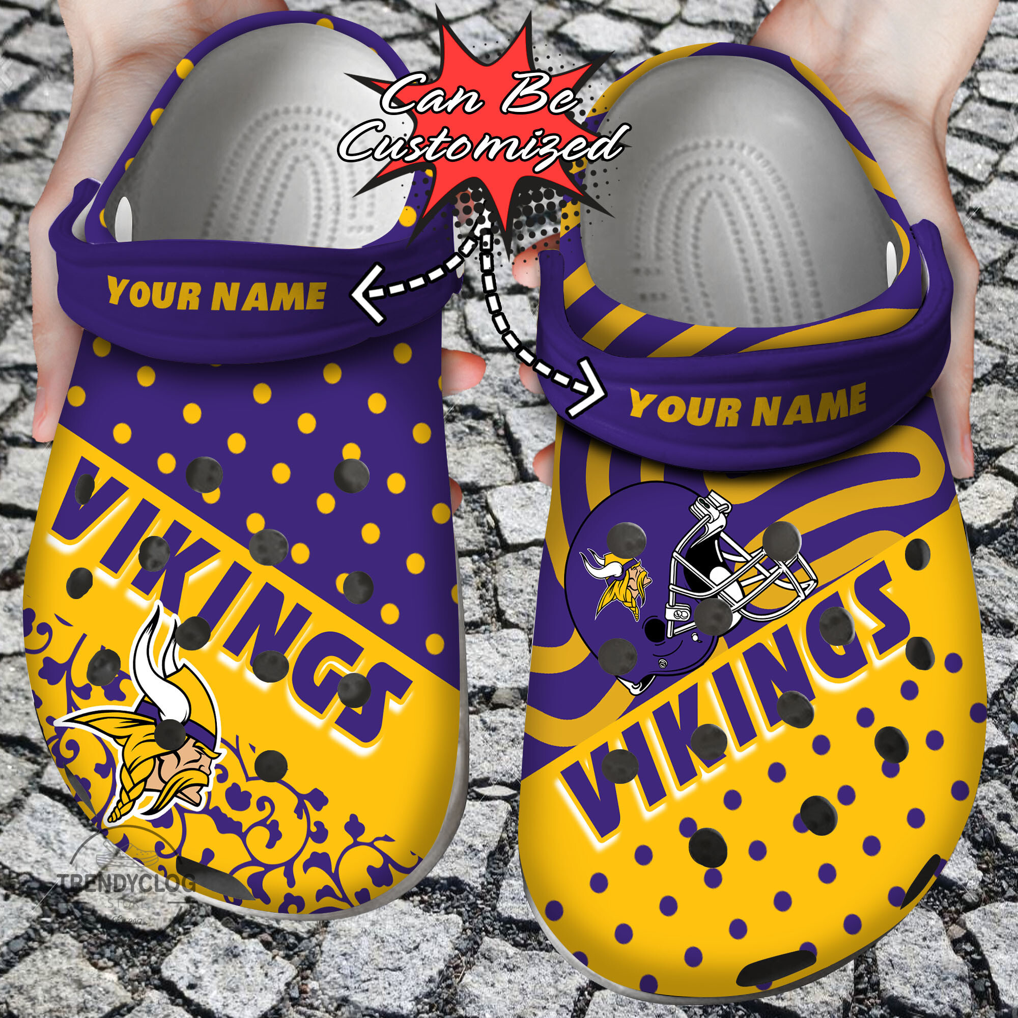 Football Personalized MVikings Polka Dots Colors Clog Shoes