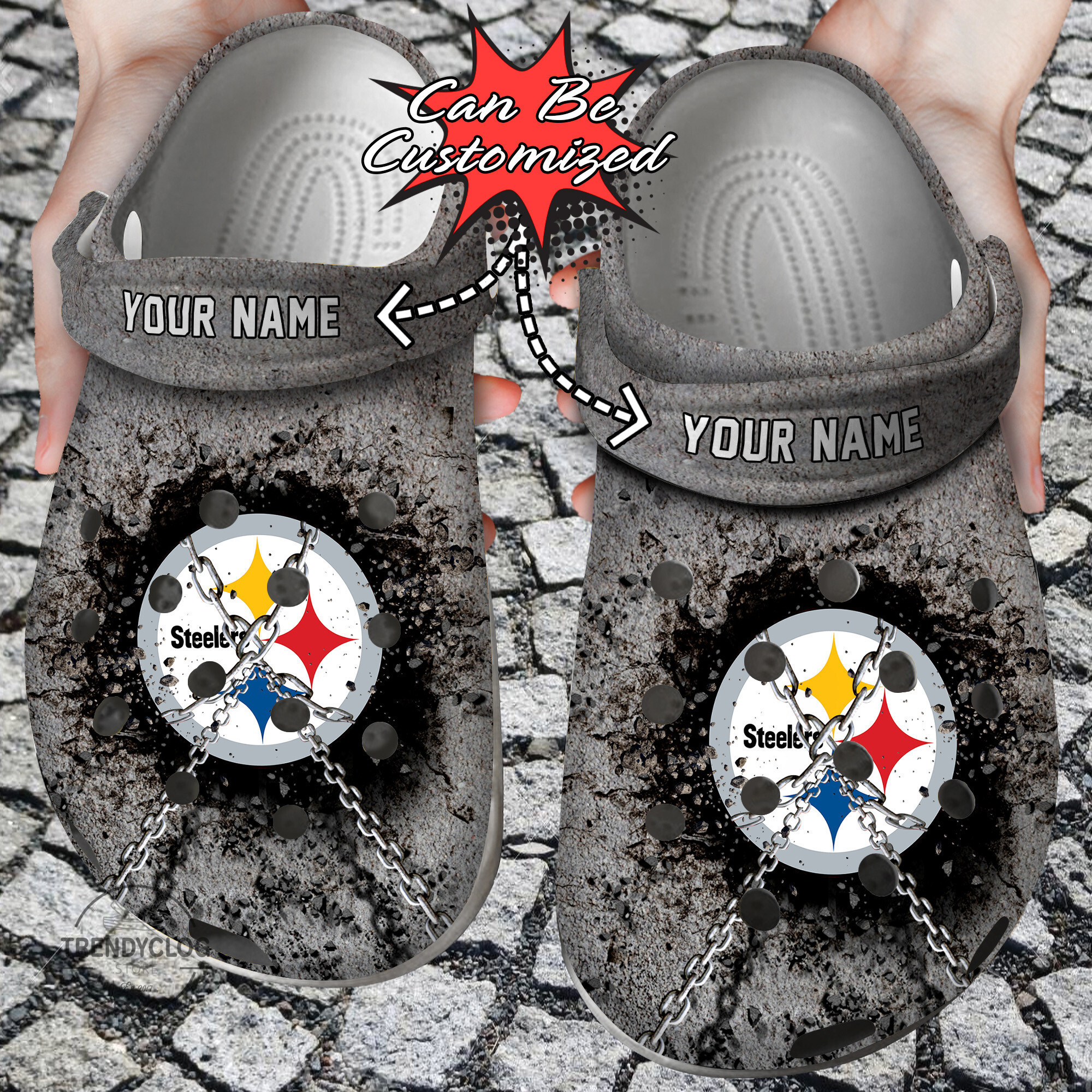 Football PSteelers Personalized Chain Breaking Wall Clog Shoes