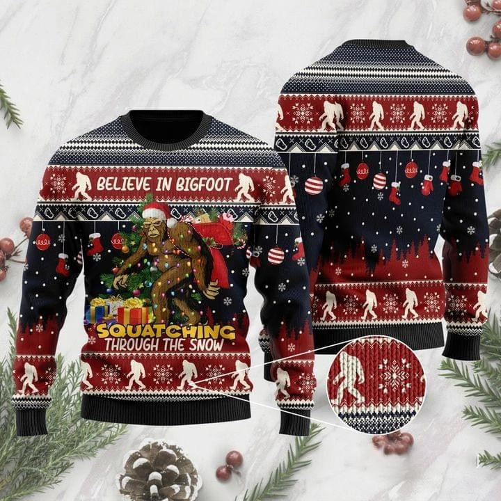 For Bigfoot Lovers Ugly Christmas Sweater Adult 3D Funny Matching for family