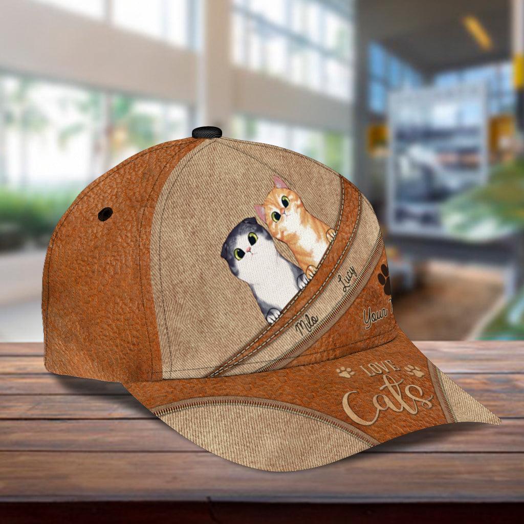 For Cat Lover Personalized Classic Cap, Personalized Gift for Cat Lovers, Cat Mom, Cat Dad Trucker Hats Custom Hats Gifts For Men & Women