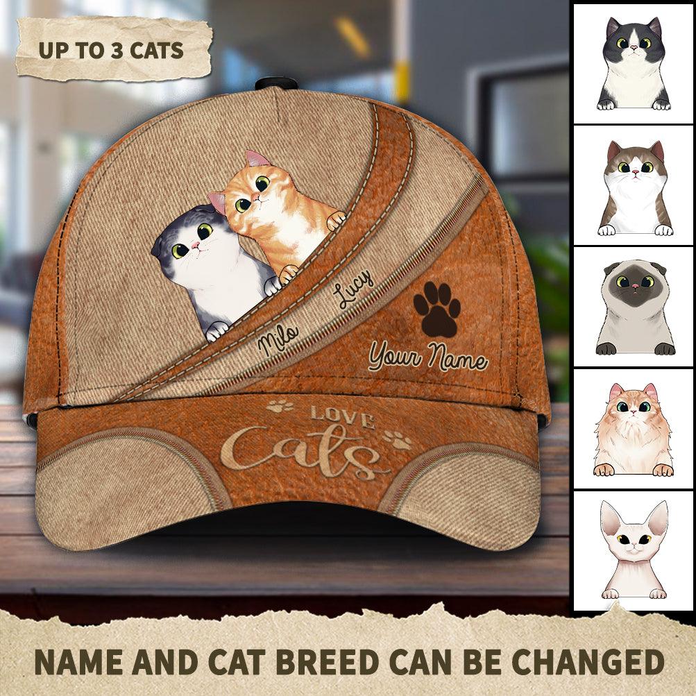 For Cat Lover Personalized Classic Cap, Personalized Gift for Cat Lovers, Cat Mom, Cat Dad Trucker Hats Custom Hats Gifts For Men & Women