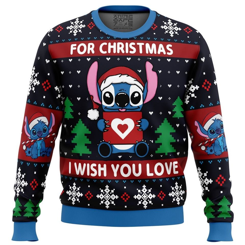 For Christmas I Wish You Love Ugly Christmas Sweater - Fun Holiday Apparel