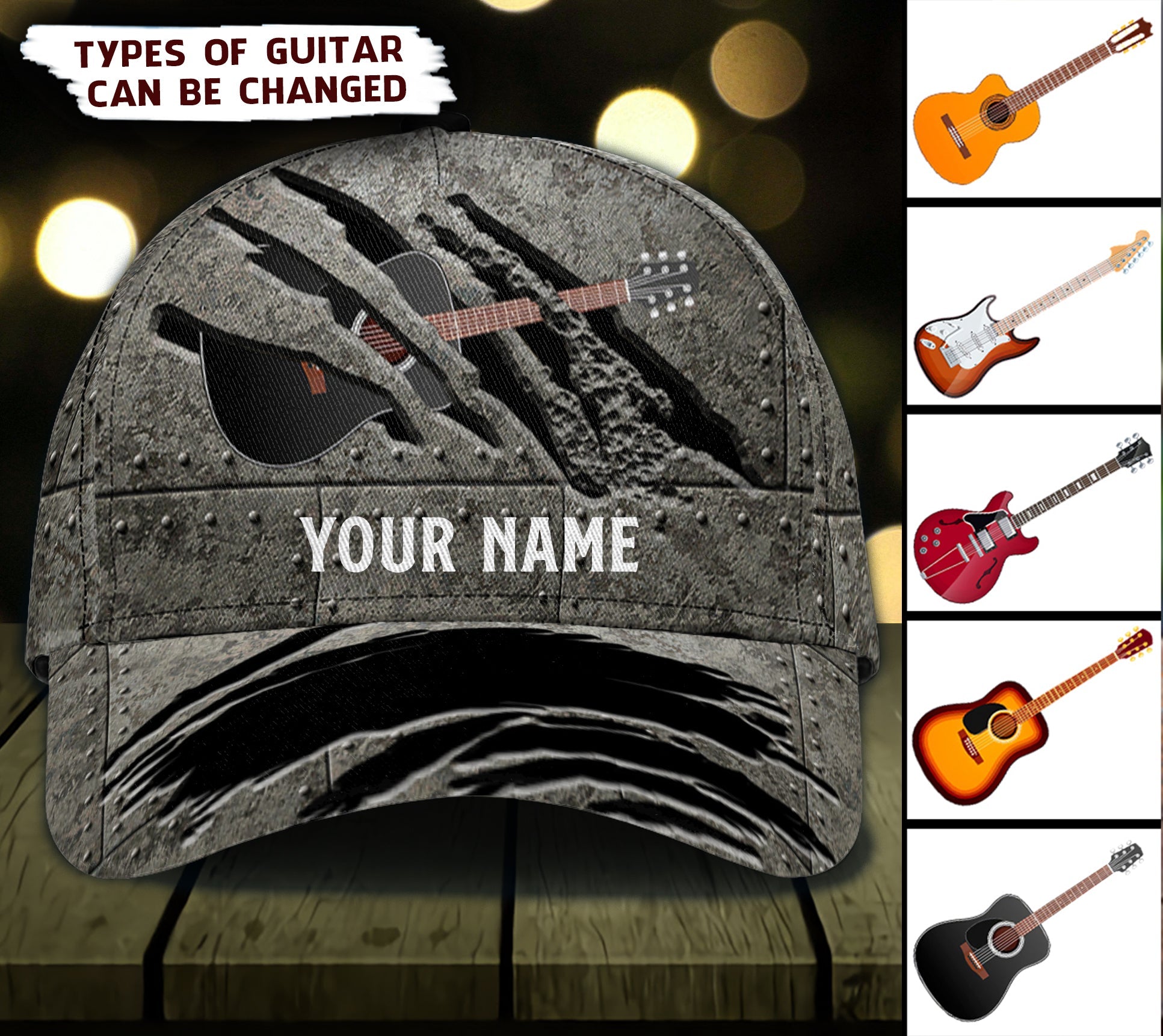 For Guitar Lovers Personalized Classic Cap, Personalized Gift for Music Lovers, Guitar Lovers Trucker Hats Custom Hats Gifts For Men & Women